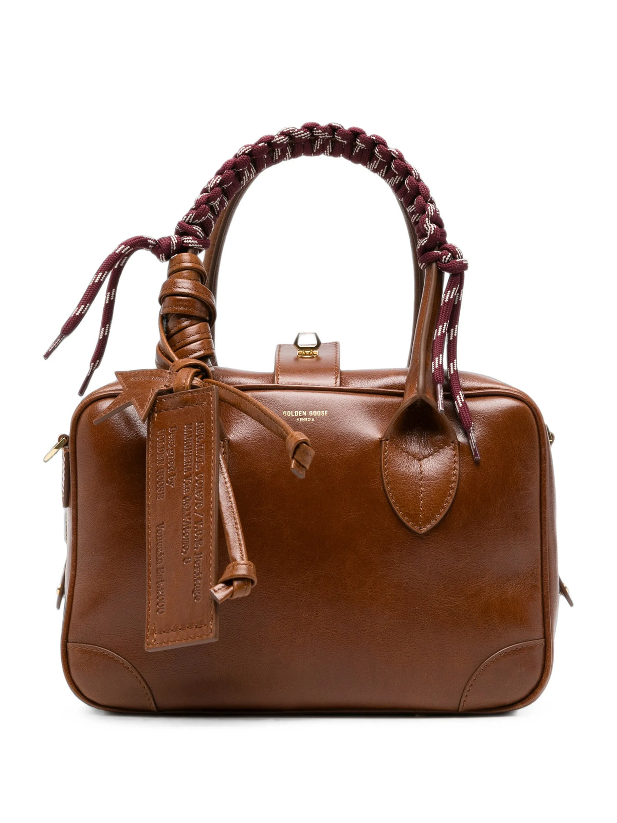 star-tag leather tote bag
