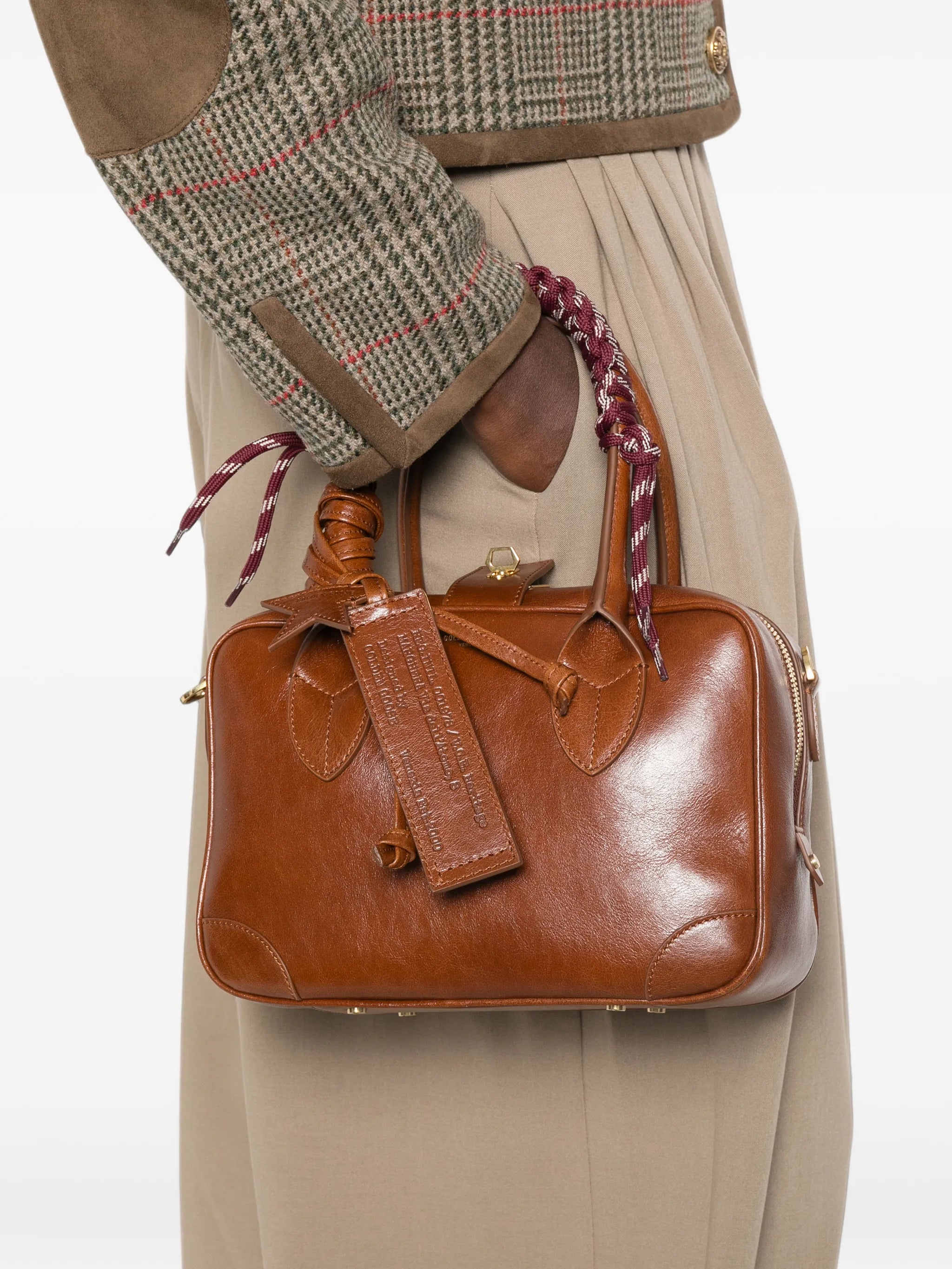 star-tag leather tote bag
