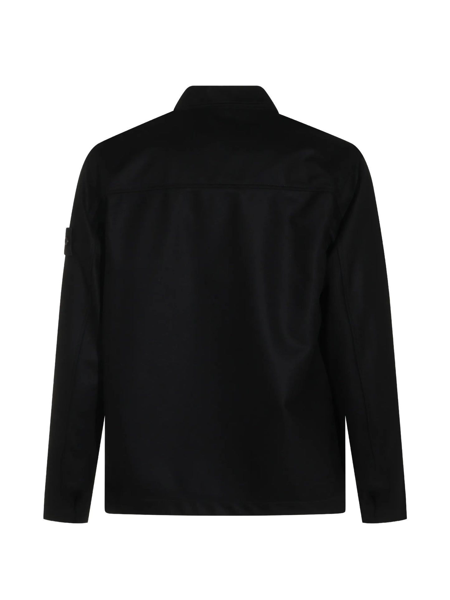 logo-patch button-up wool shirt