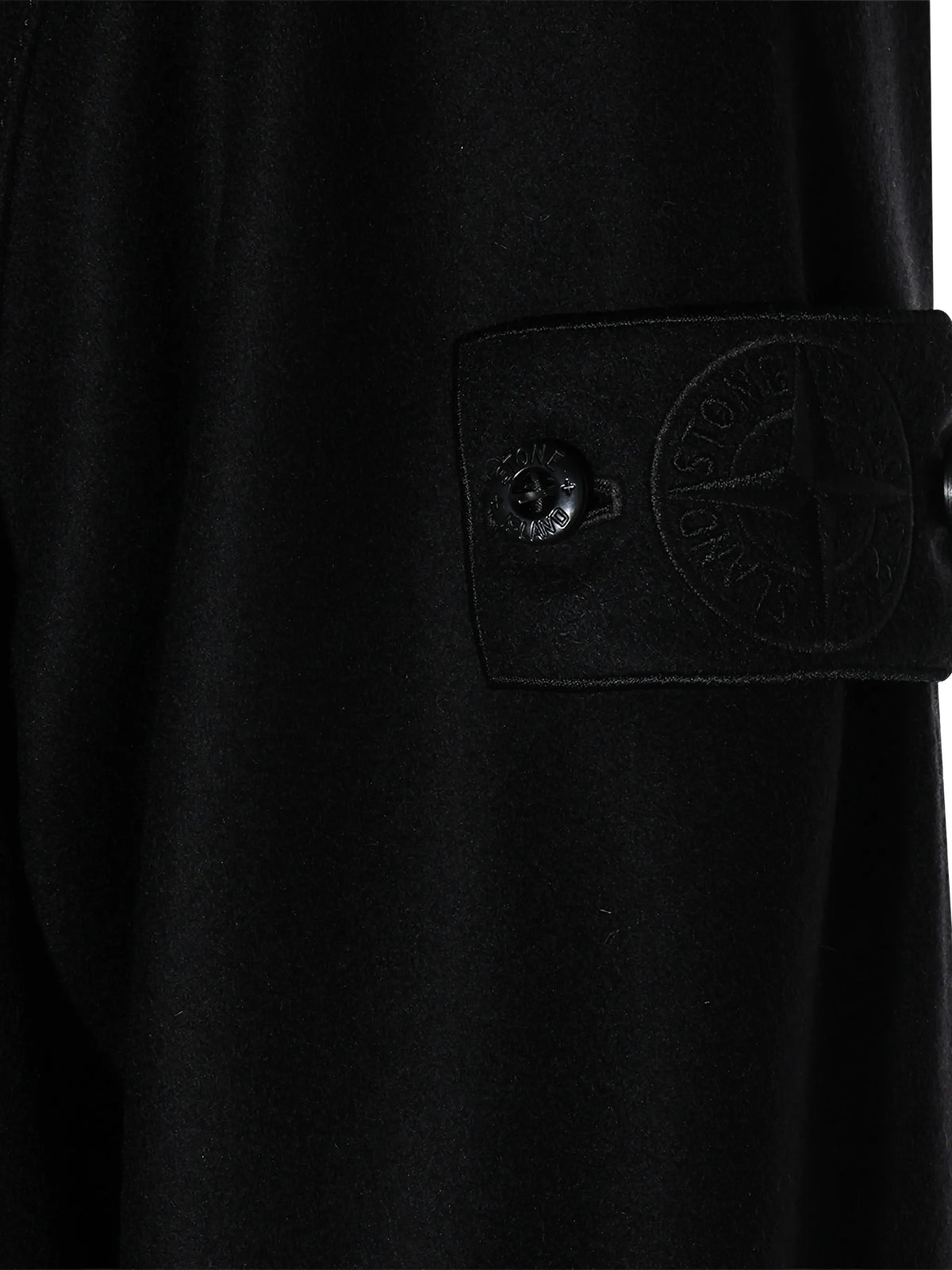 logo-patch button-up wool shirt