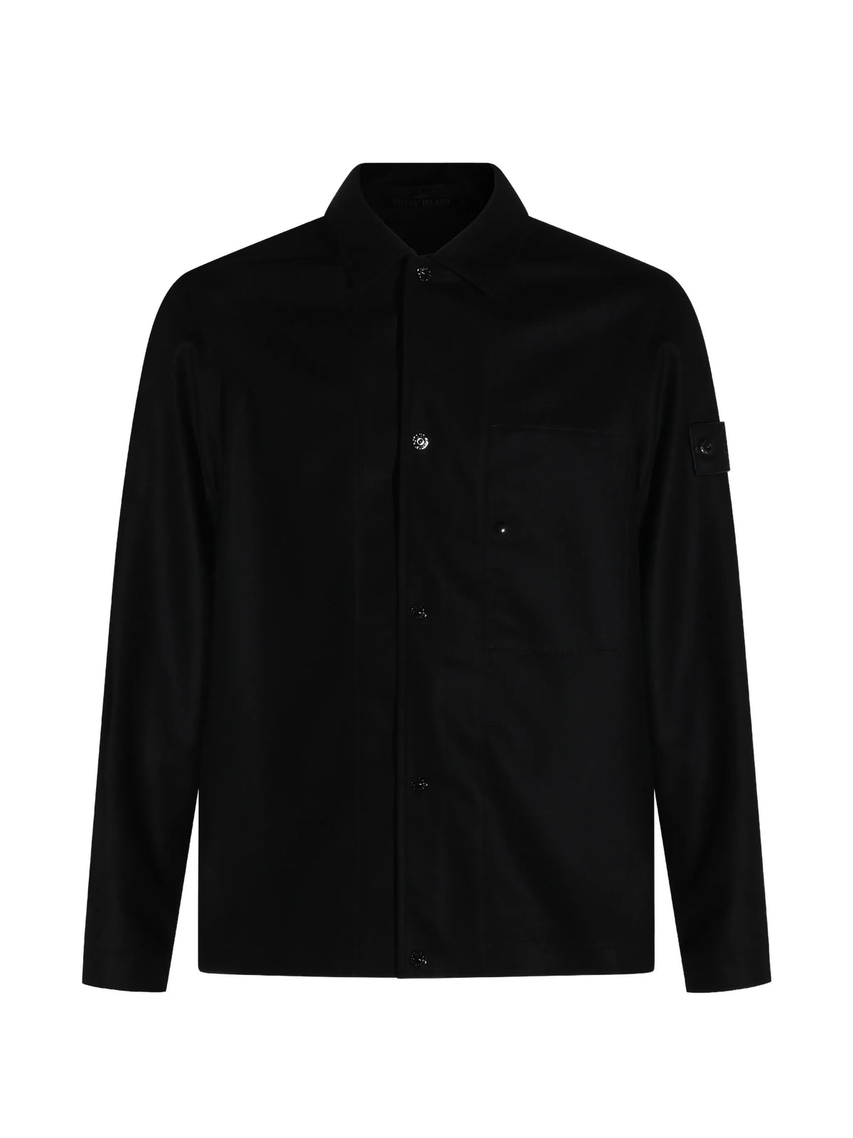 logo-patch button-up wool shirt