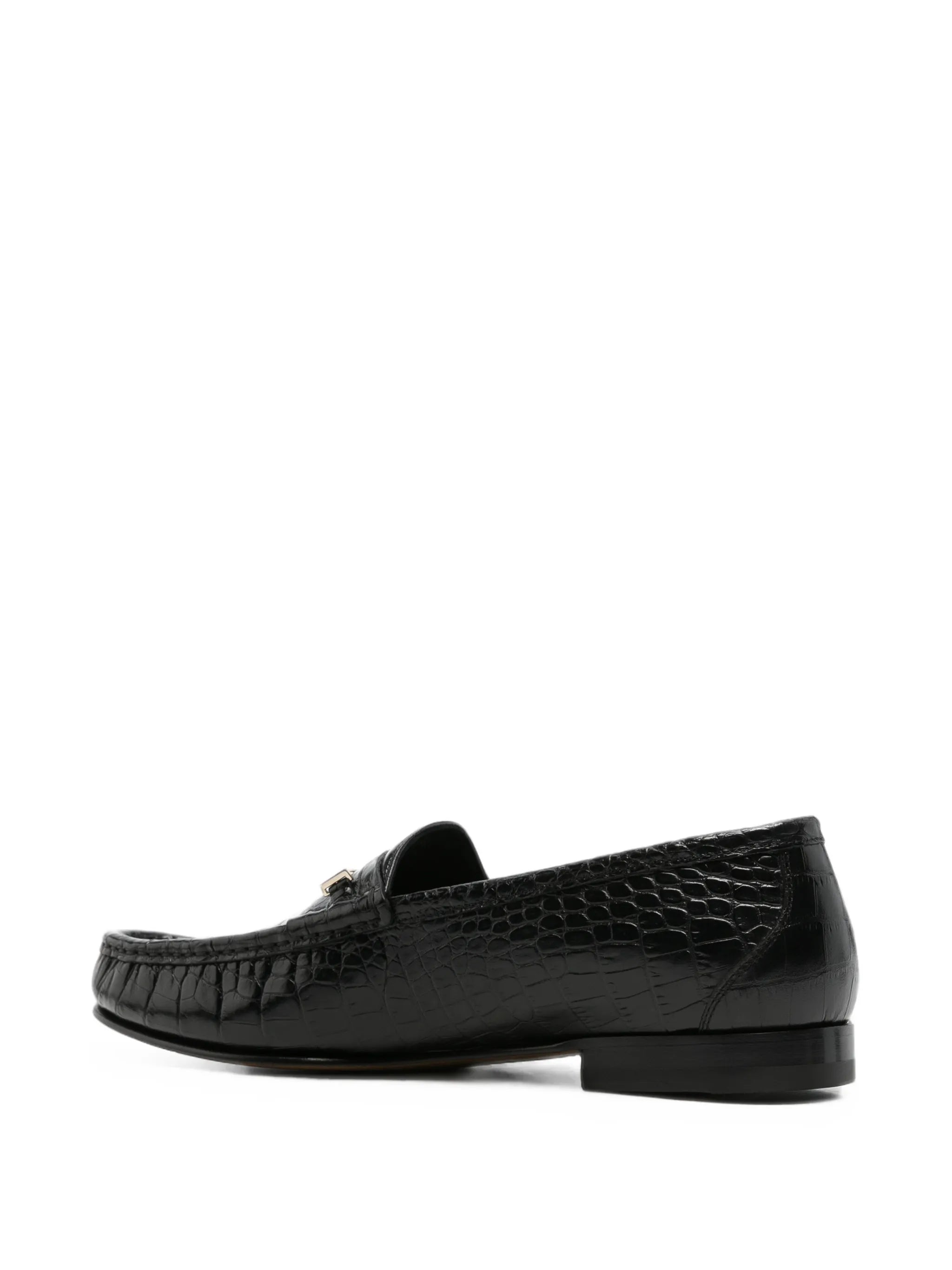 crocodile-effect T-bar loafers