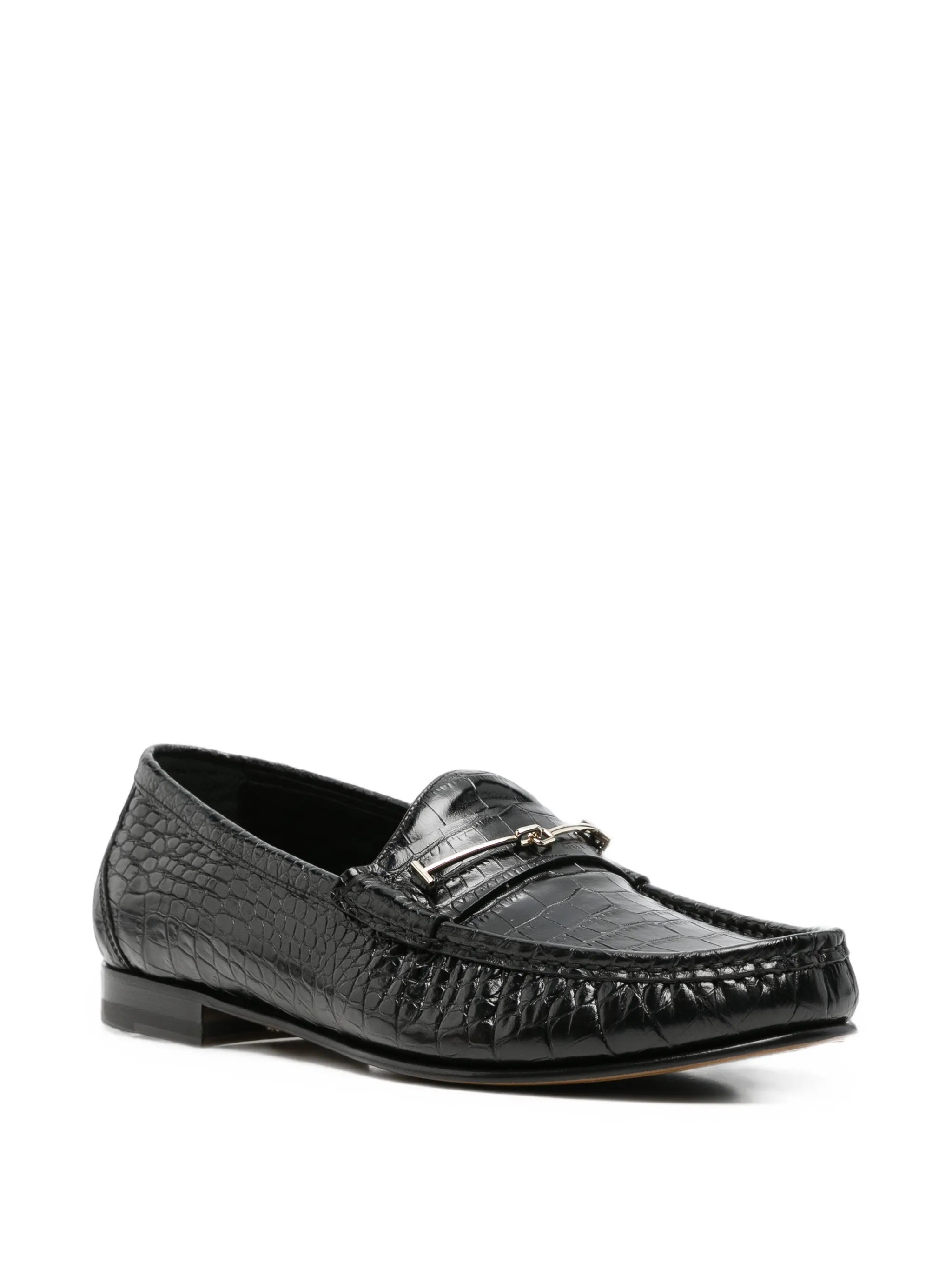 crocodile-effect T-bar loafers