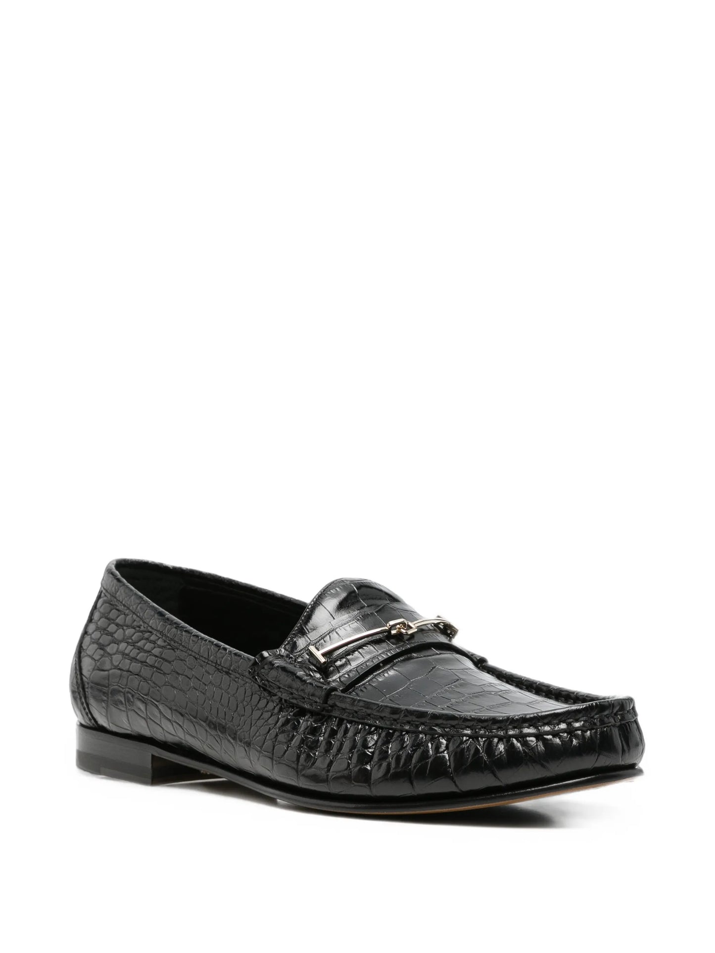 crocodile-effect T-bar loafers