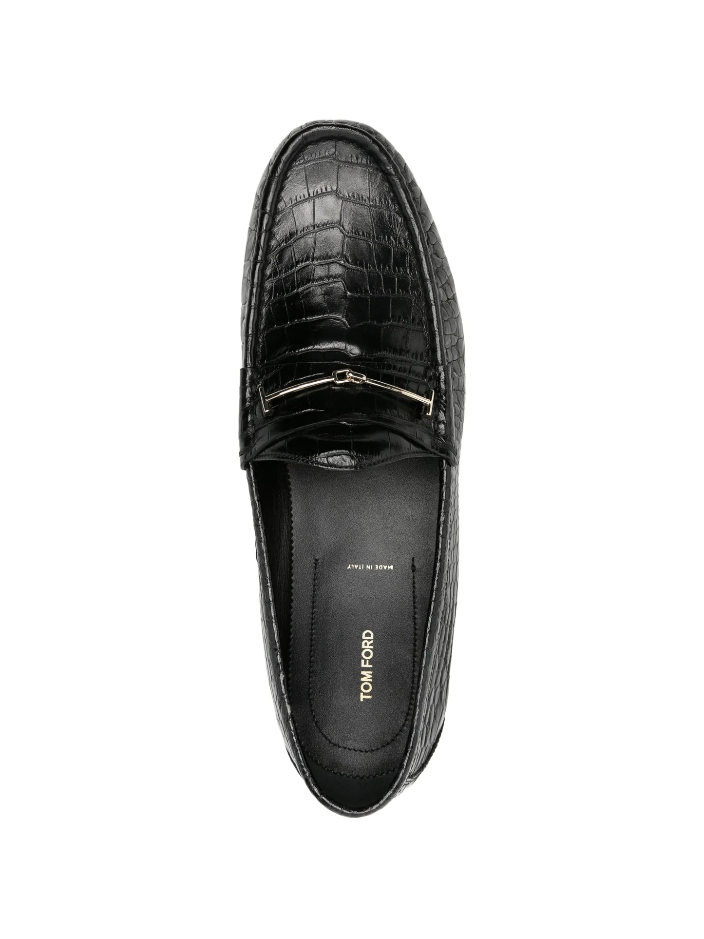 crocodile-effect T-bar loafers