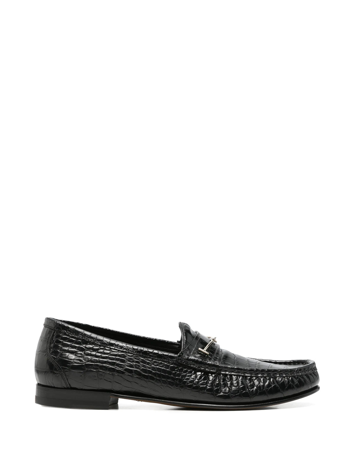 crocodile-effect T-bar loafers