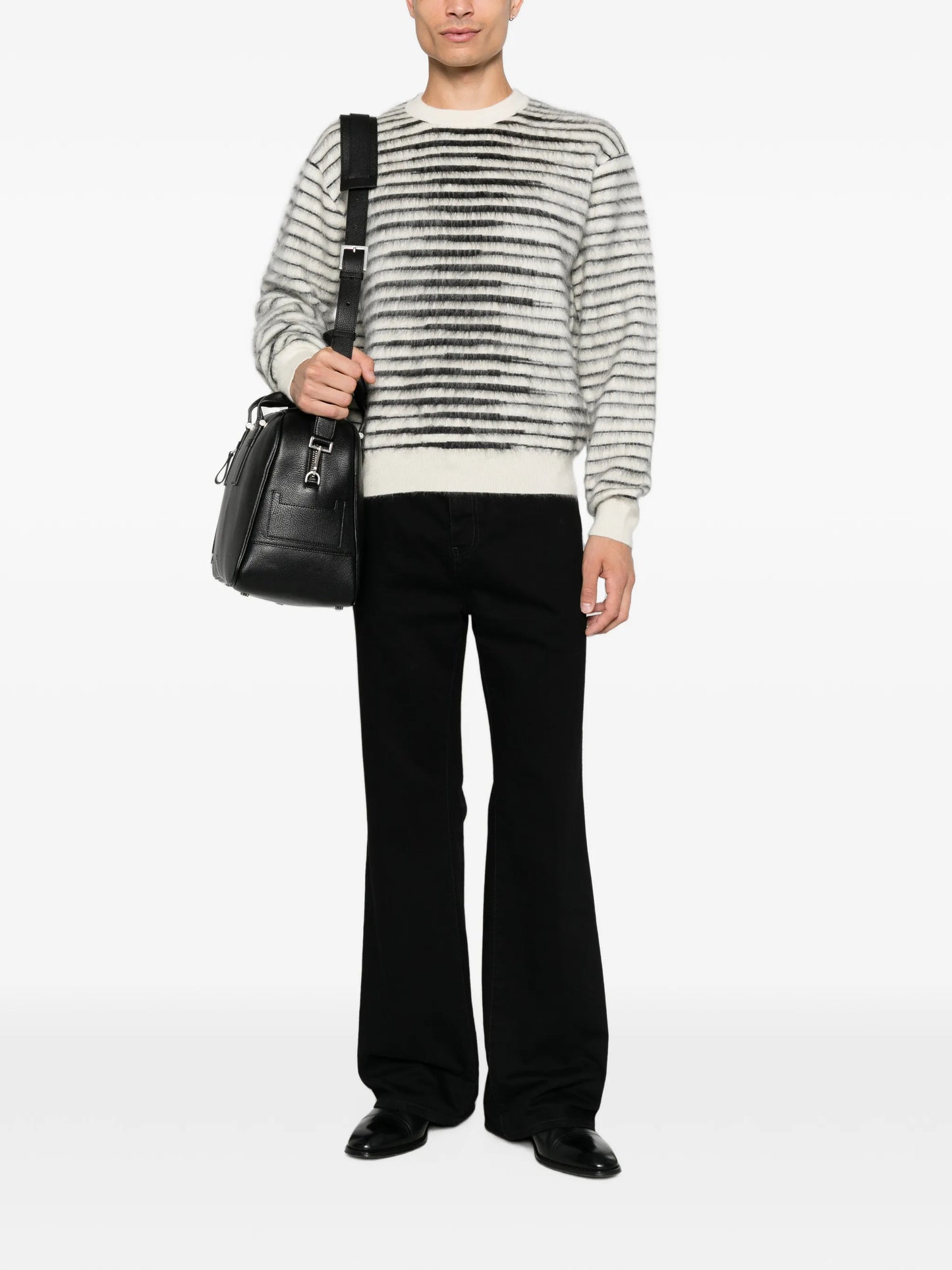 striped crew-neck sweater