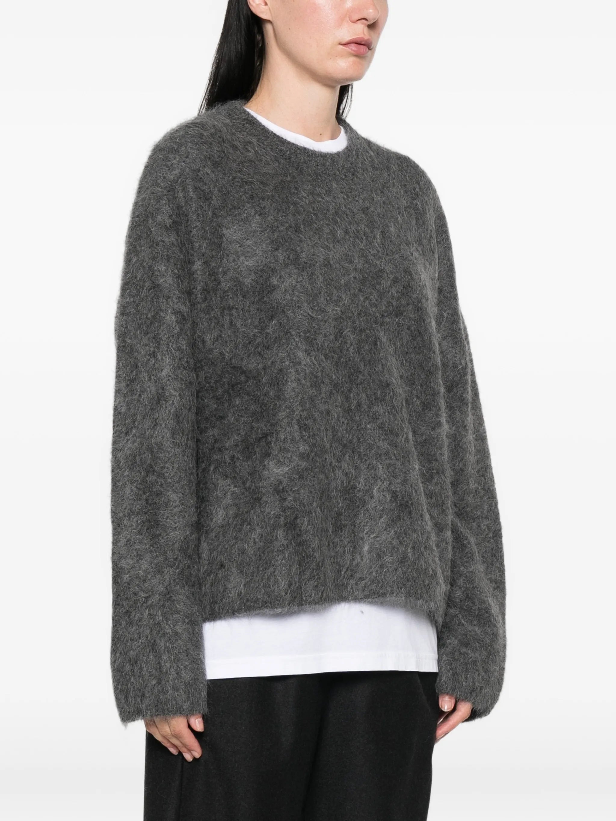 brushed-knit crew-neck sweater