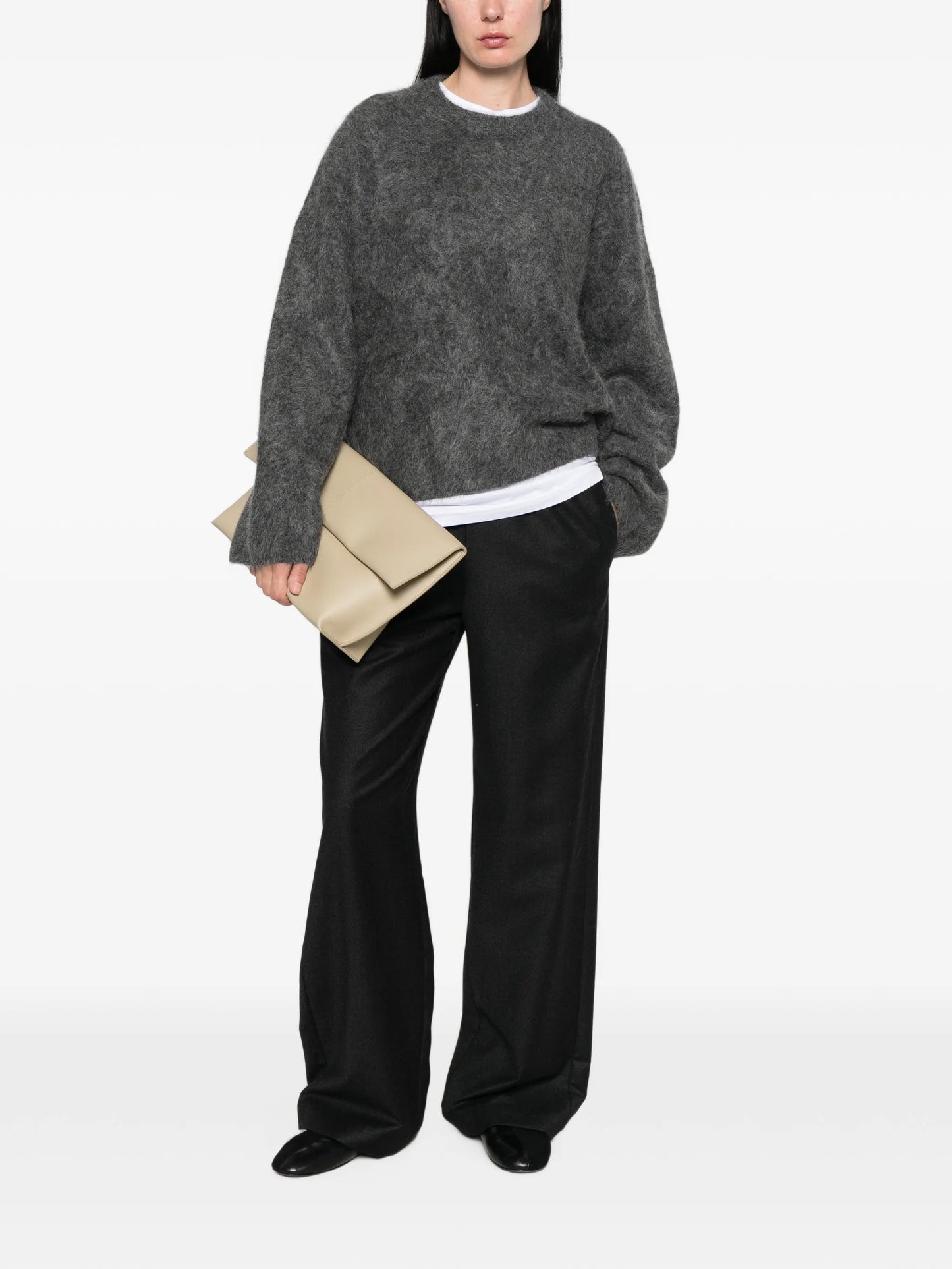 brushed-knit crew-neck sweater
