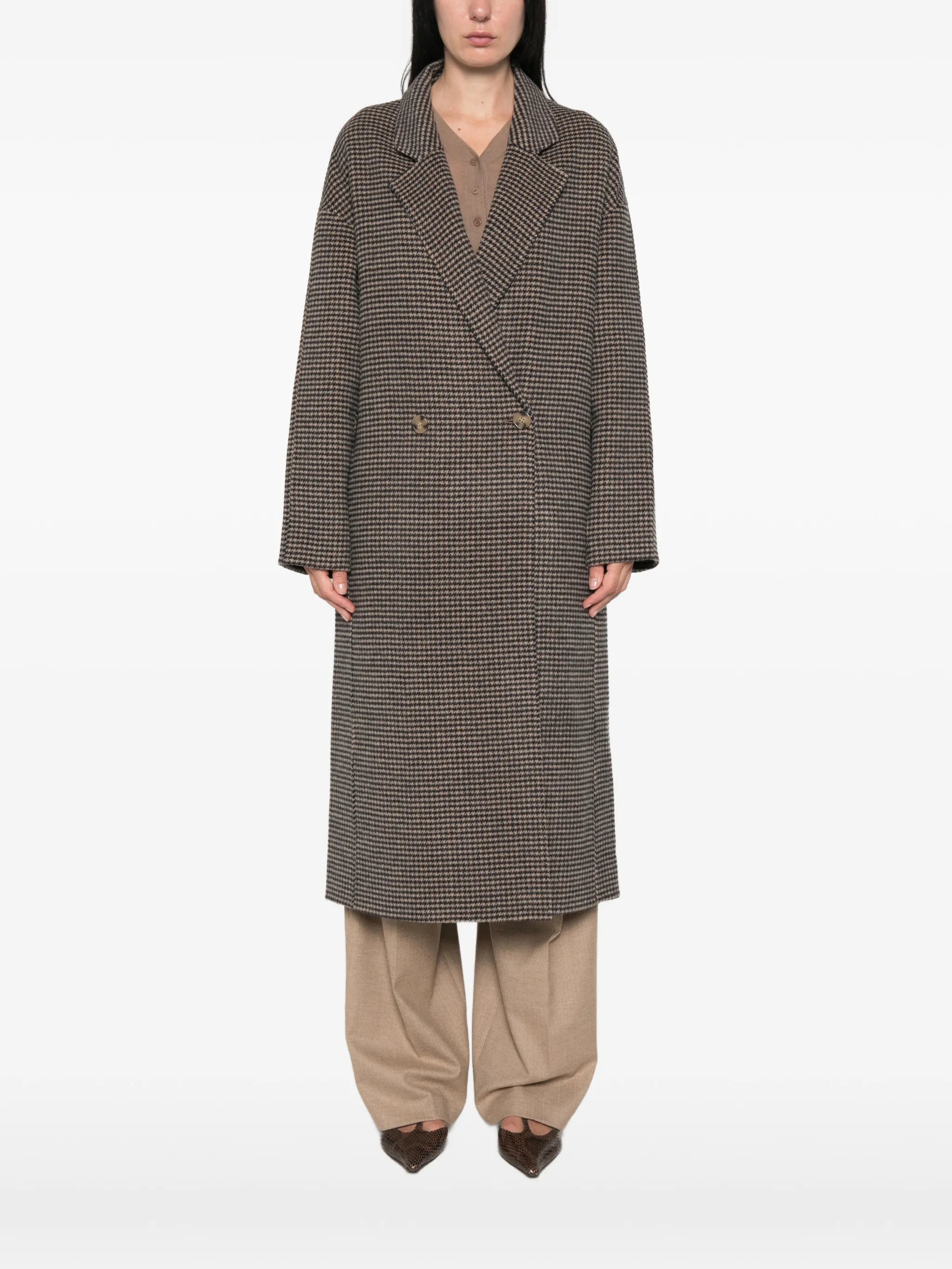 houndstooth double-breasted coat