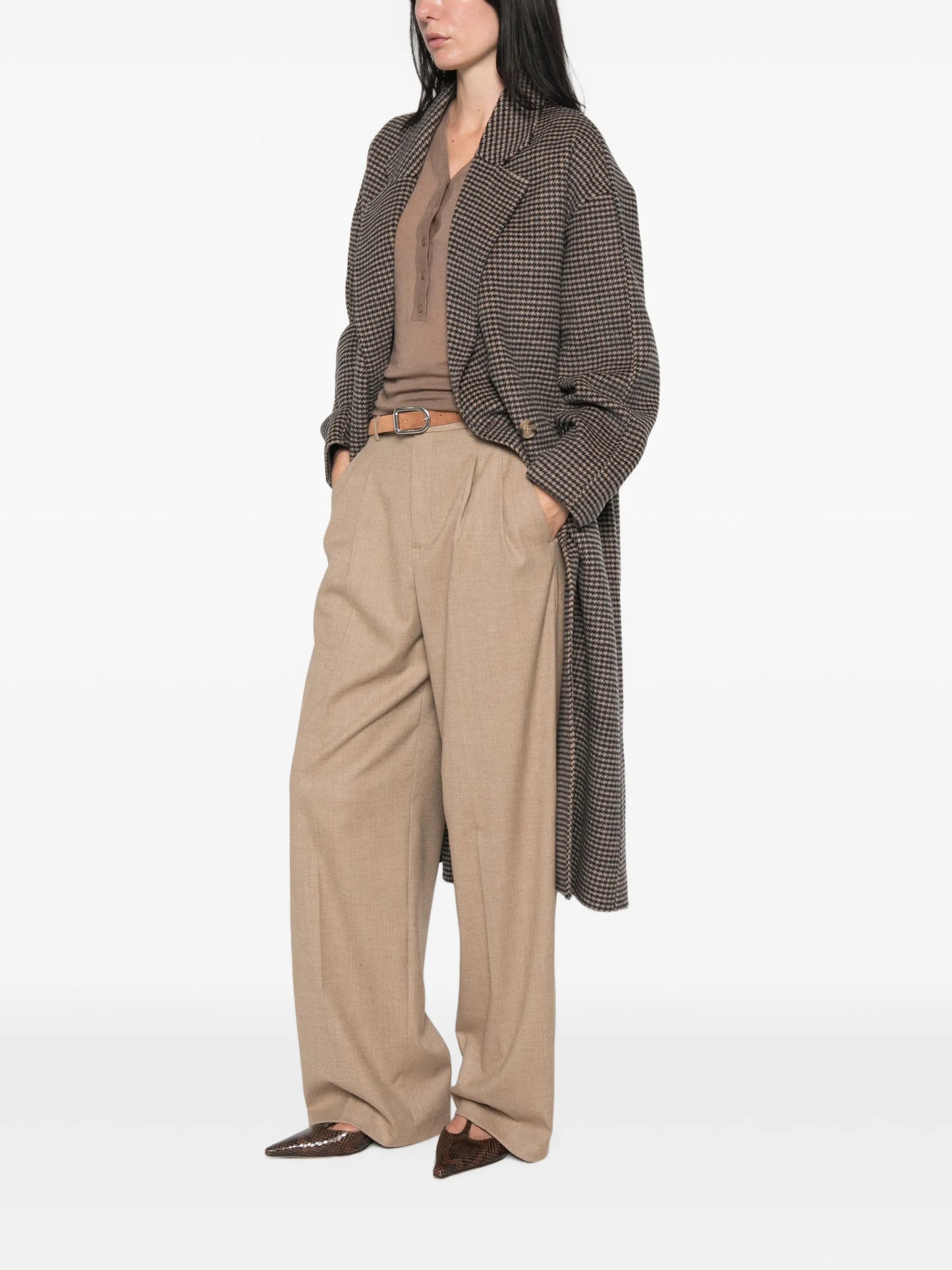 houndstooth double-breasted coat