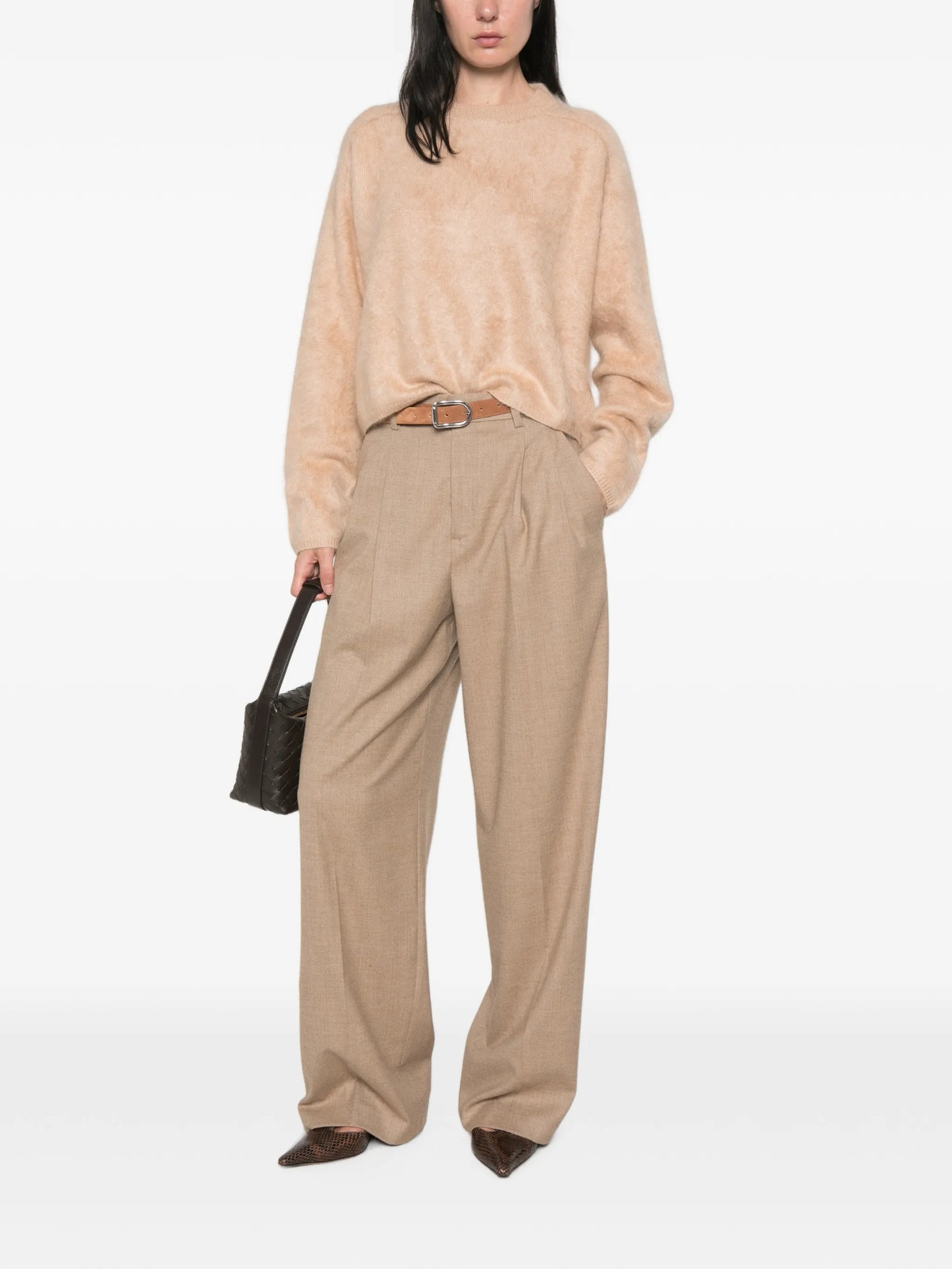 brushed-finish crew-neck sweater