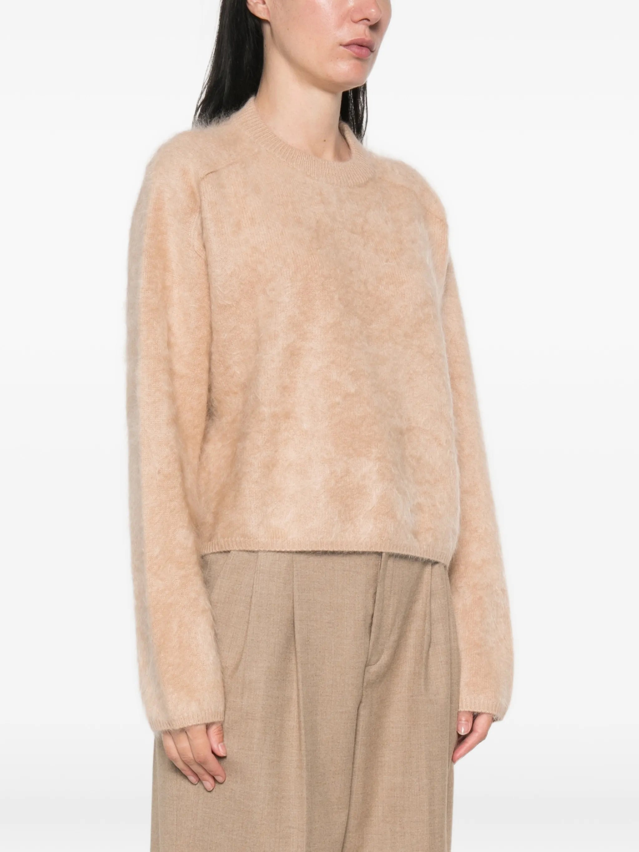 brushed-finish crew-neck sweater