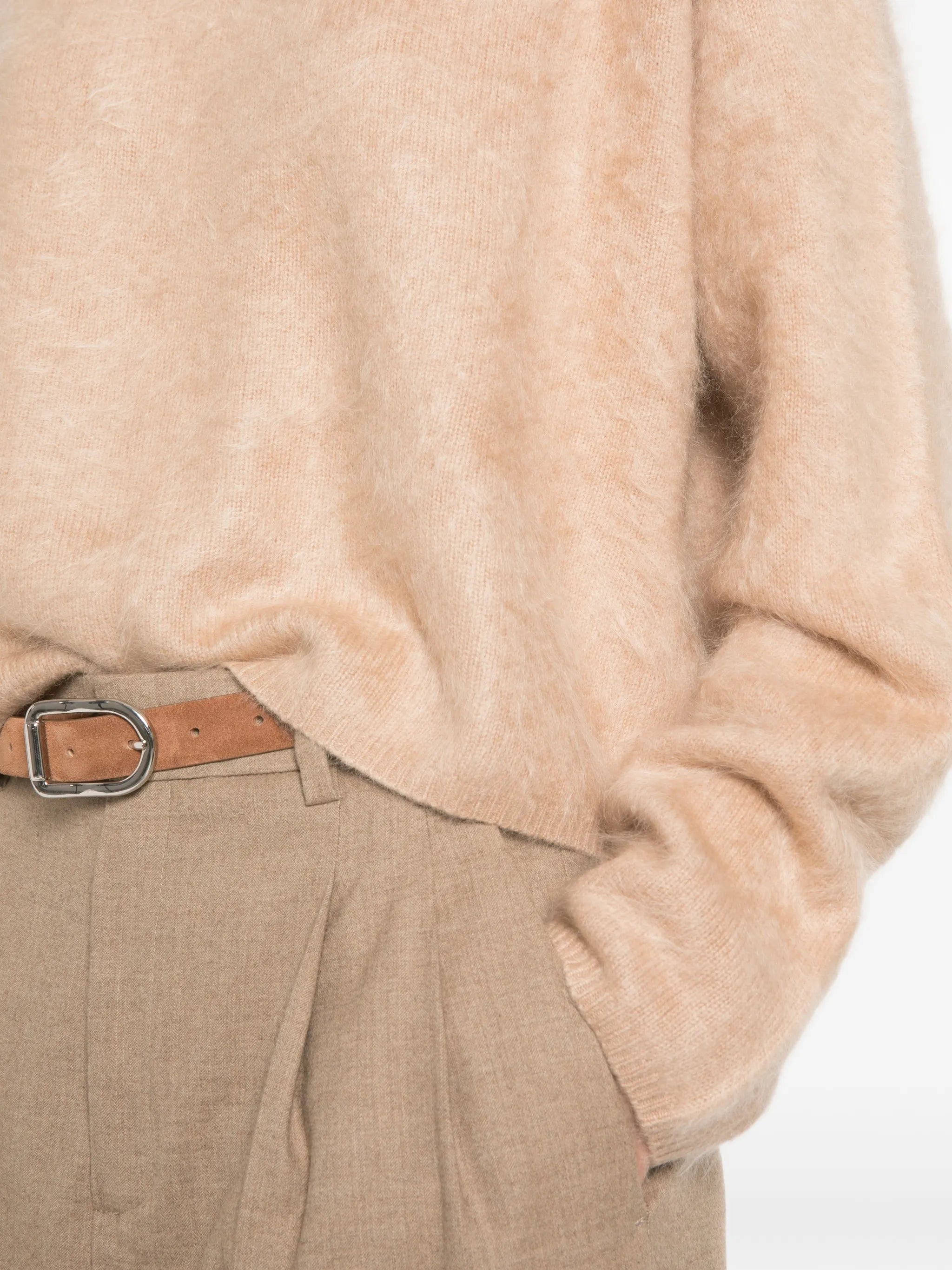 brushed-finish crew-neck sweater