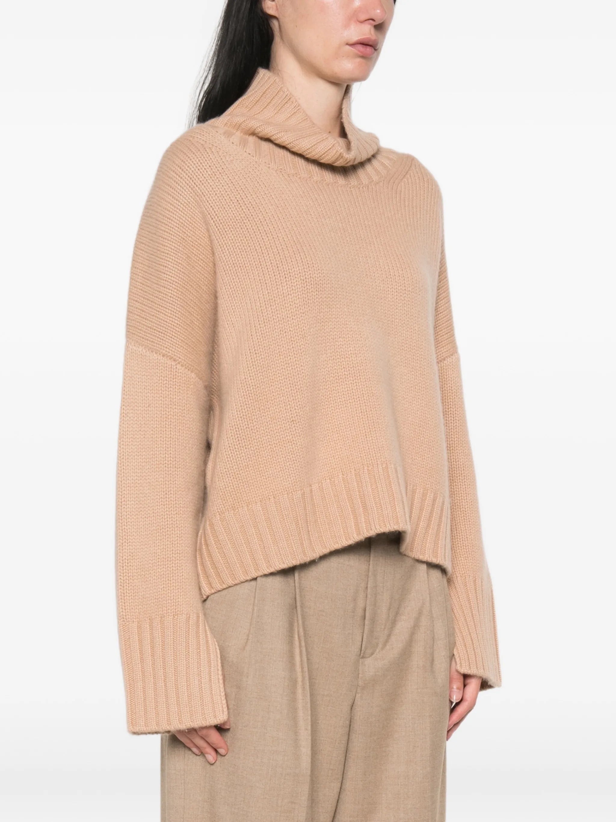 roll-neck ribbed-trim sweater