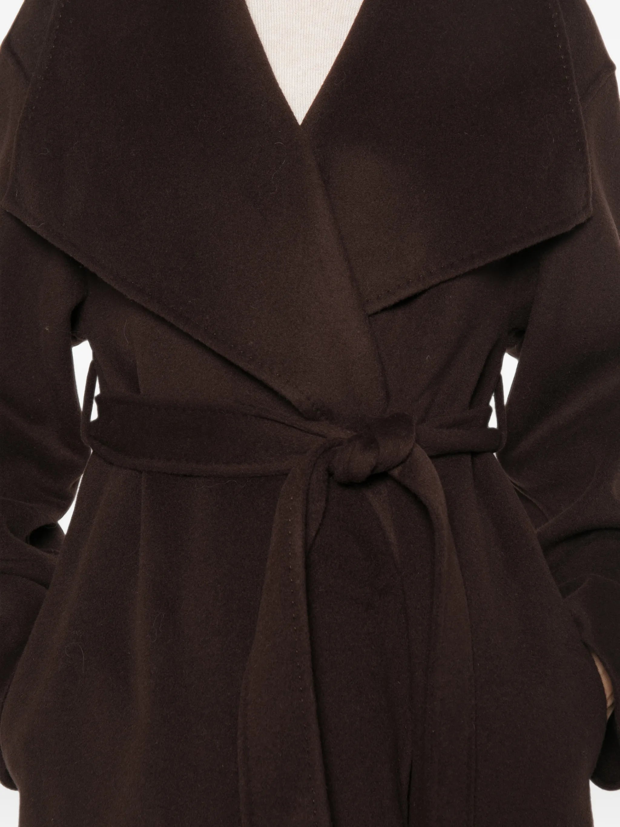 belted shawl-collar coat