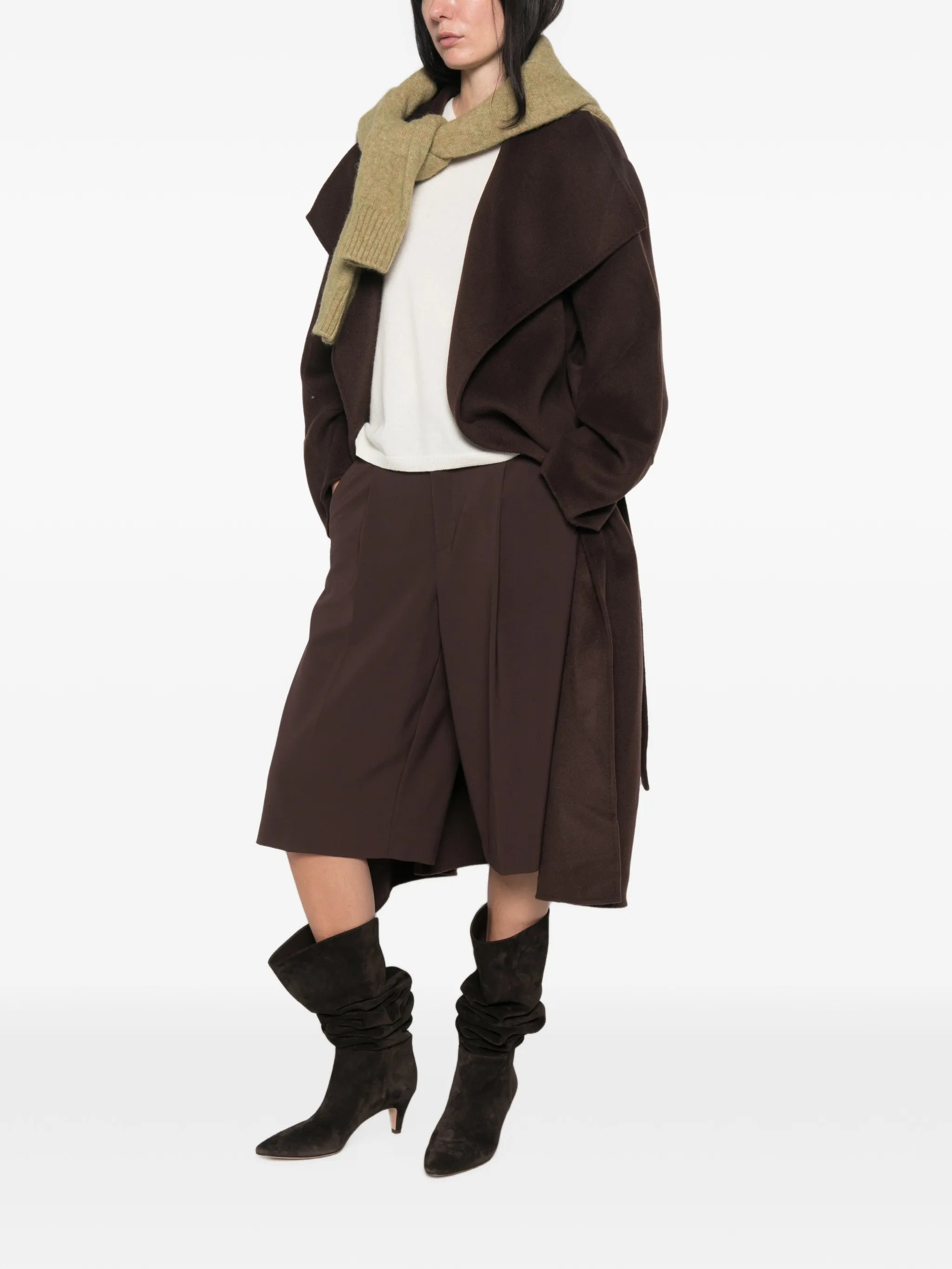 belted shawl-collar coat