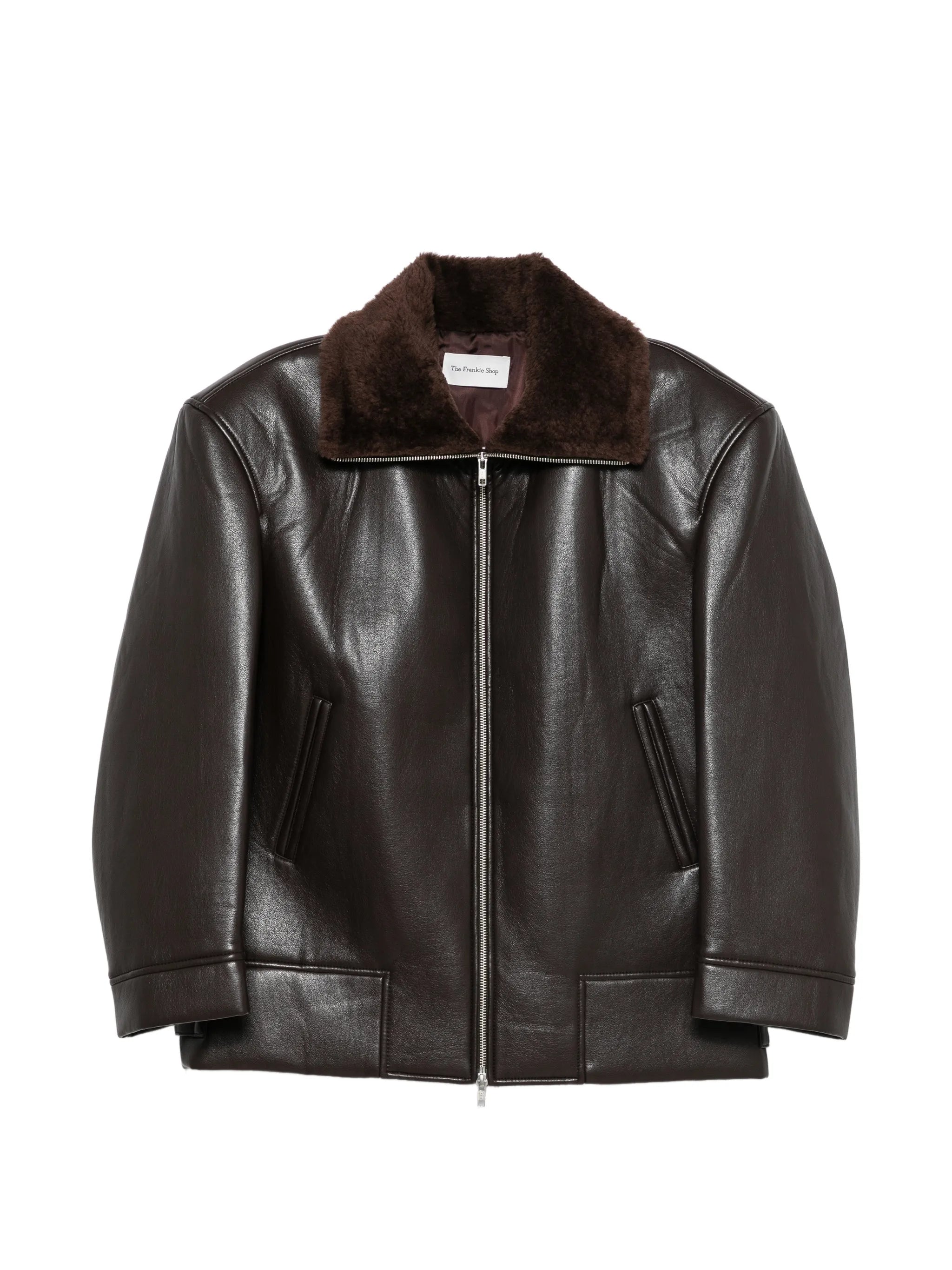 Aspen shearling-collar faux-leather jacket
