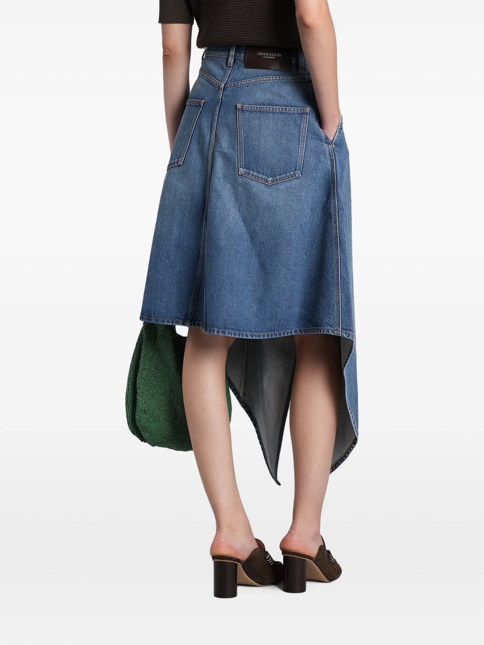 asymmetric-hem panelled midi skirt