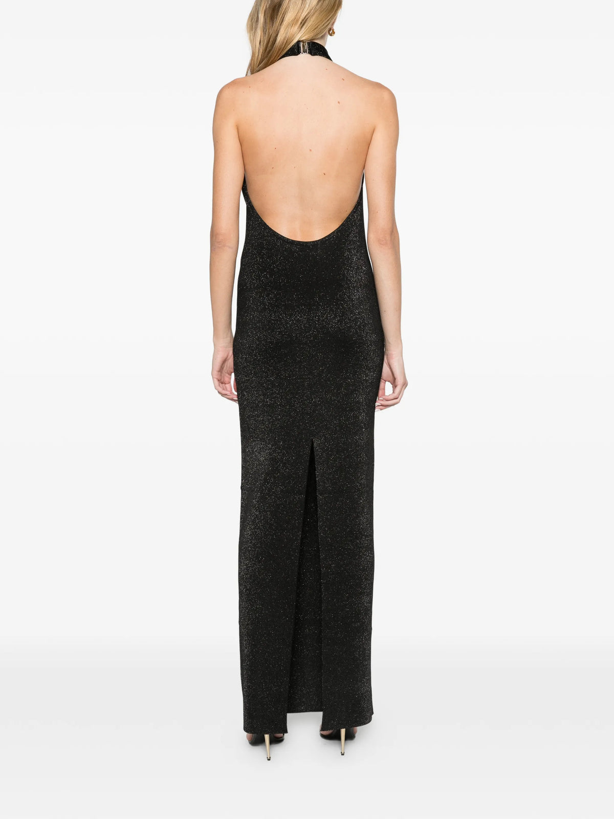 halterneck Lurex maxi dress