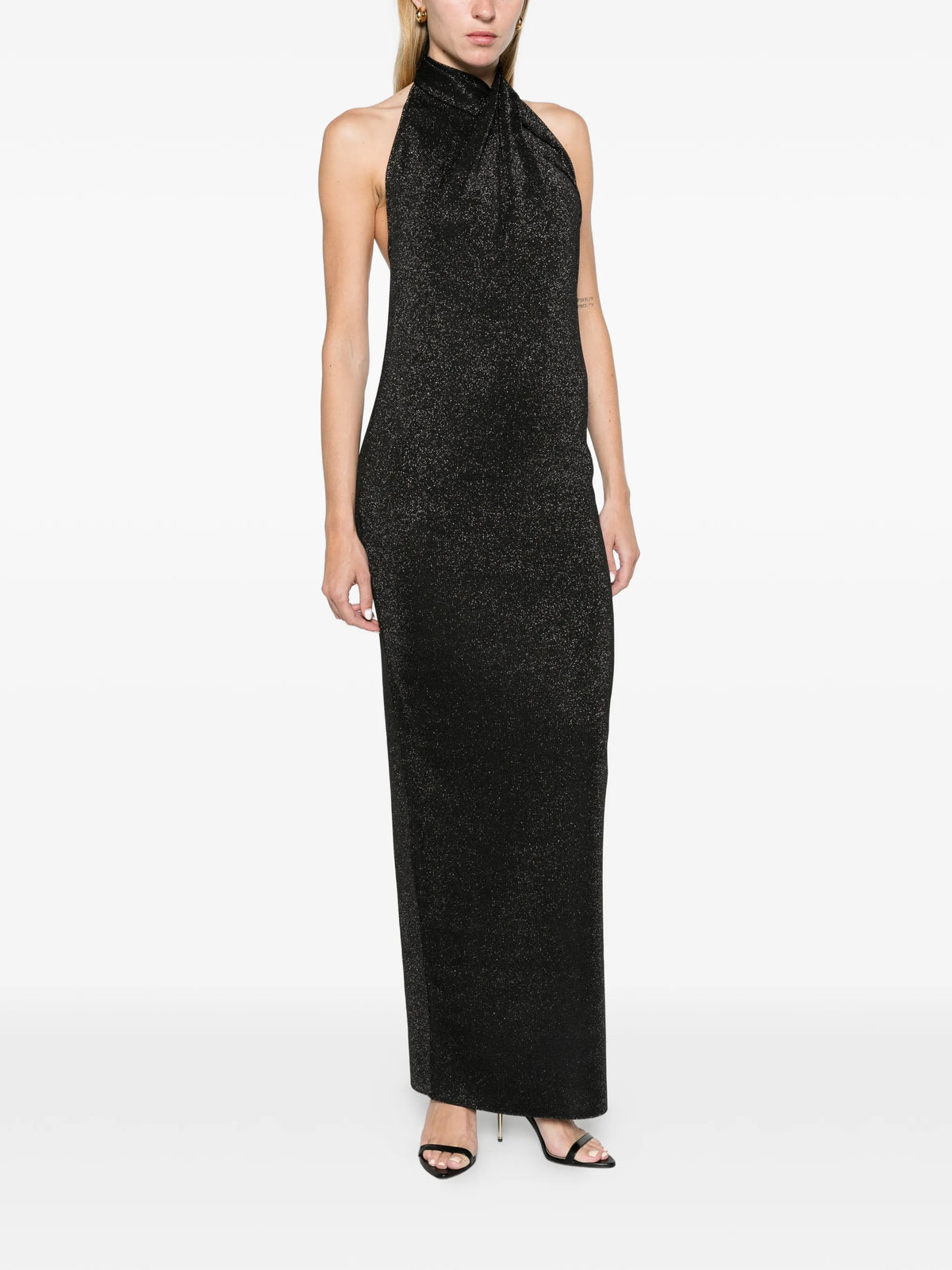 halterneck Lurex maxi dress