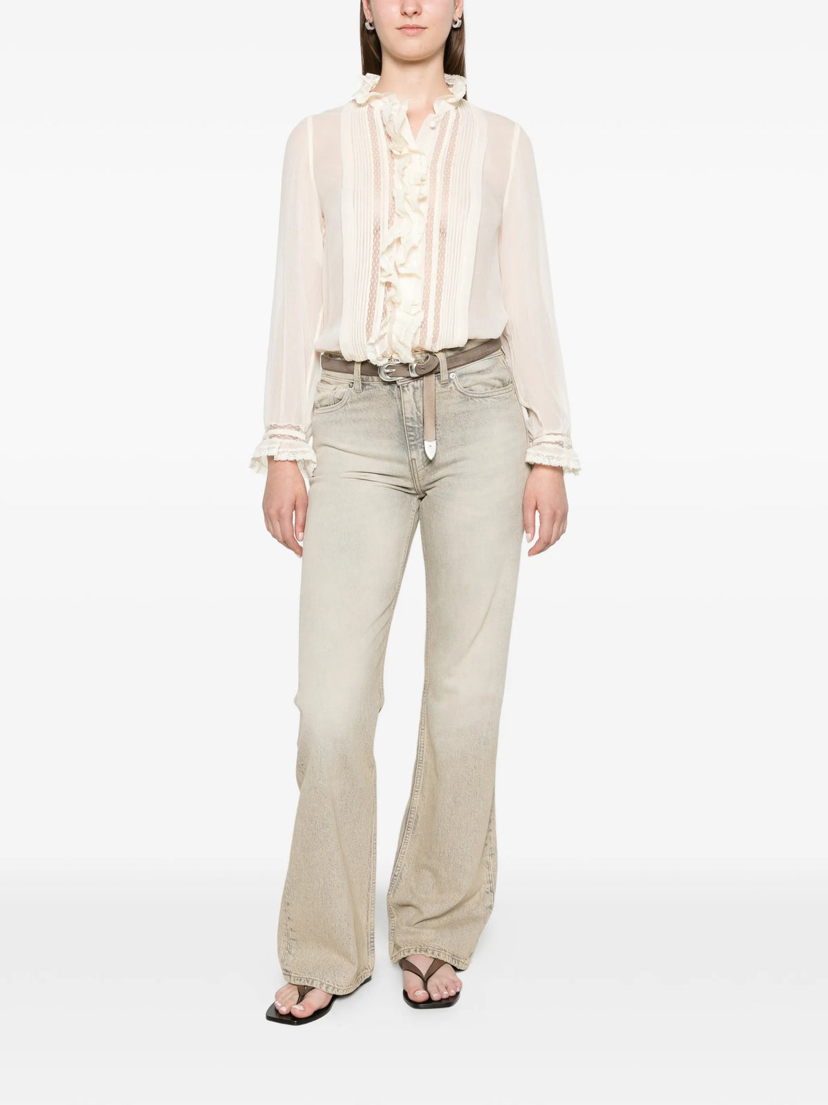 Magdeleine ruffled lace-trim top