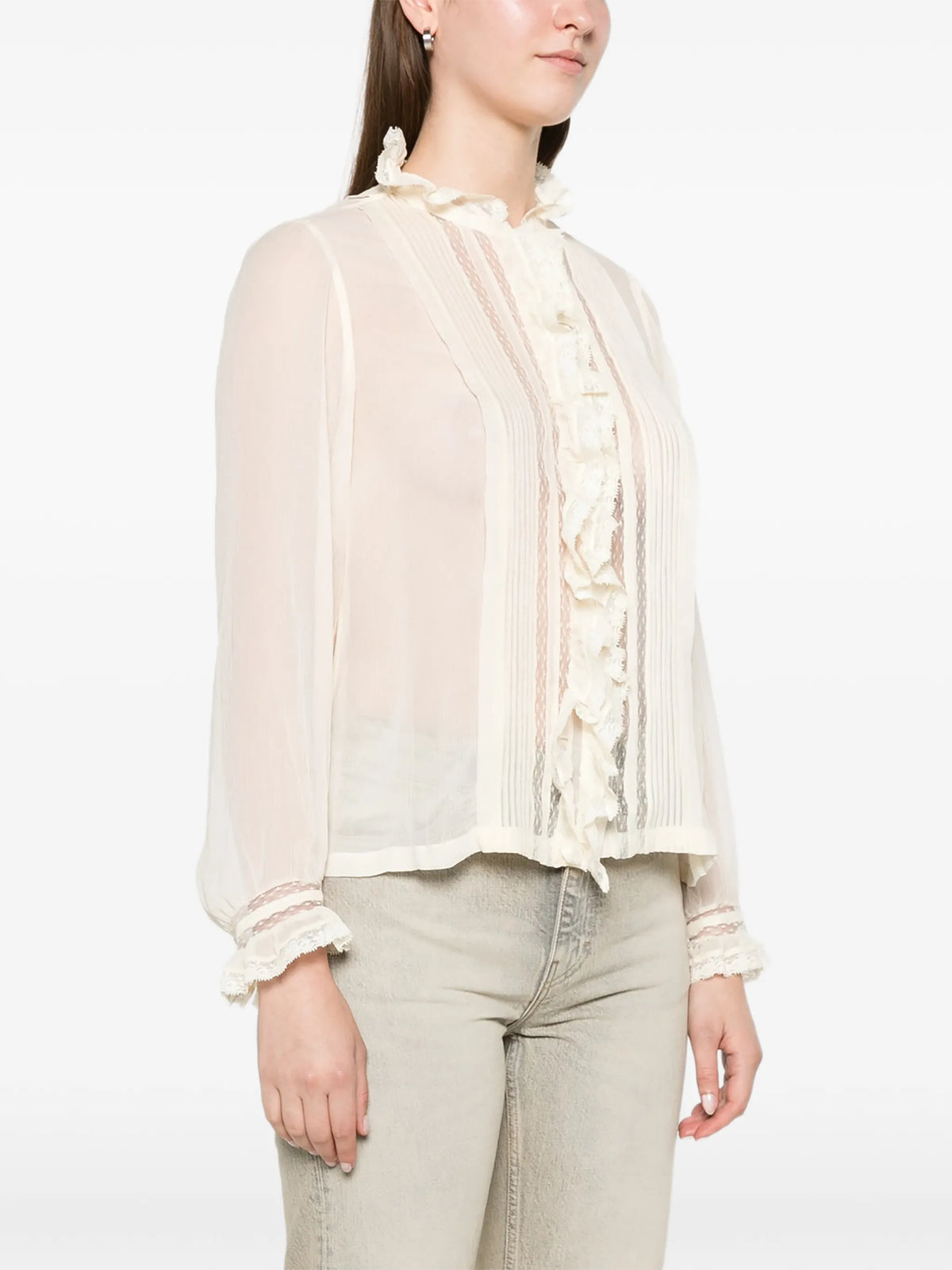 Magdeleine ruffled lace-trim top