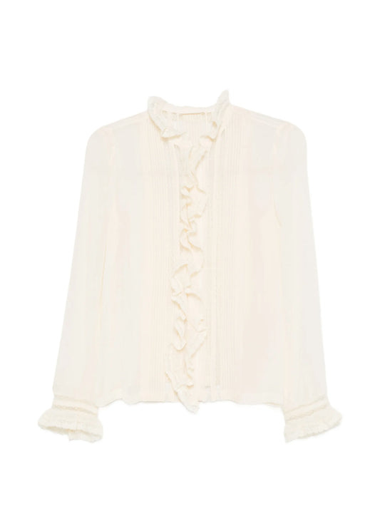 Magdeleine ruffled lace-trim top