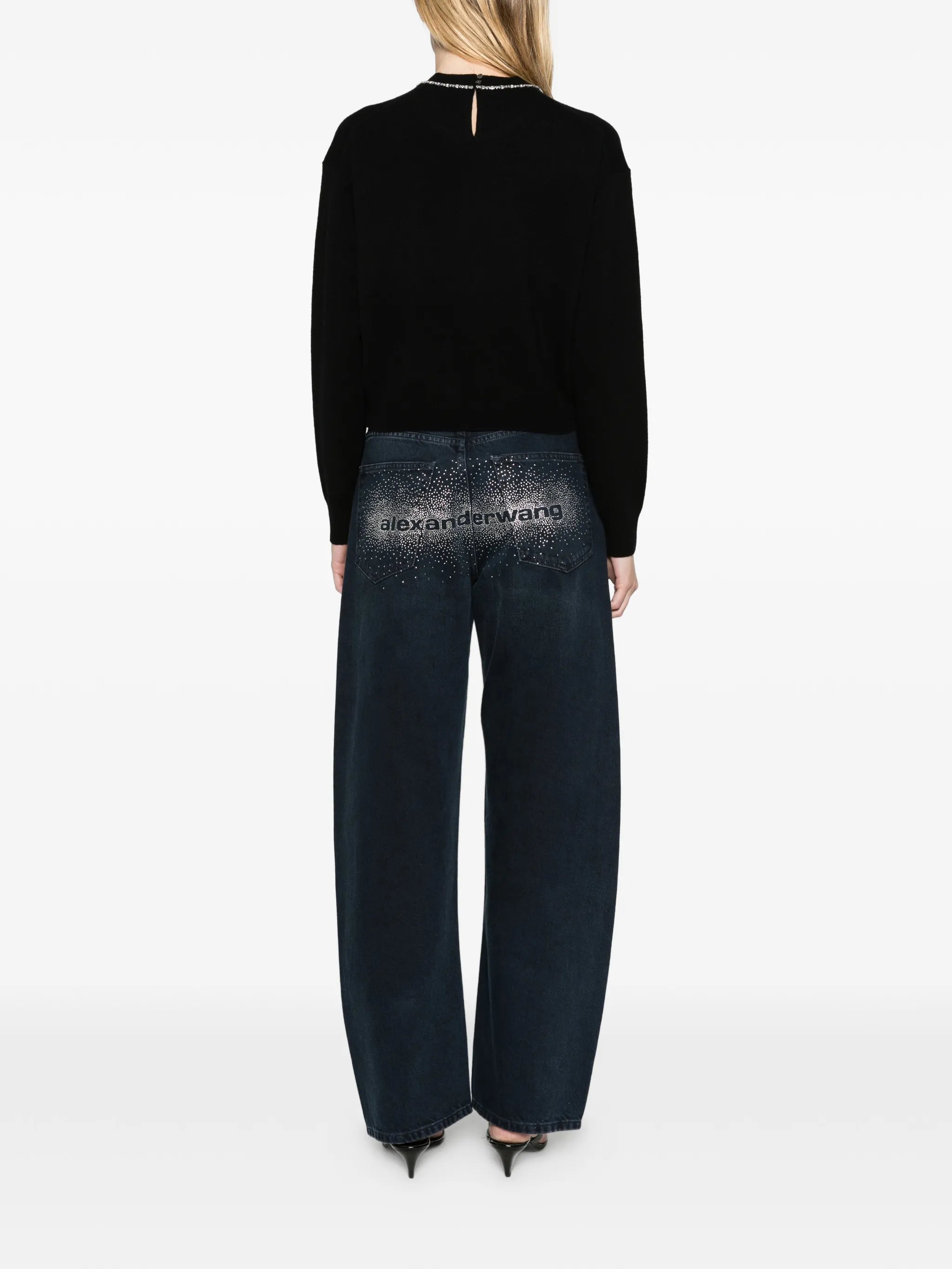 crystal-embellished crew-neck sweater