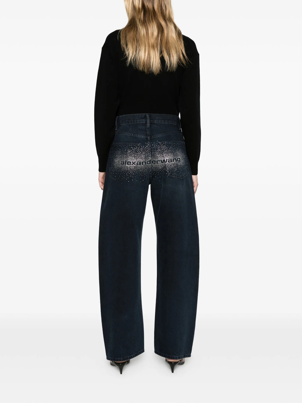 float mid-rise relaxed crystal hotfix logo fly jeans