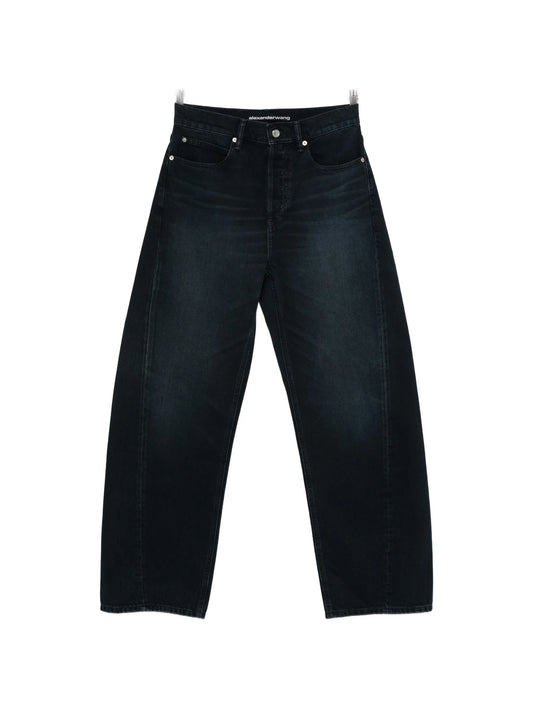 float mid-rise relaxed crystal hotfix logo fly jeans
