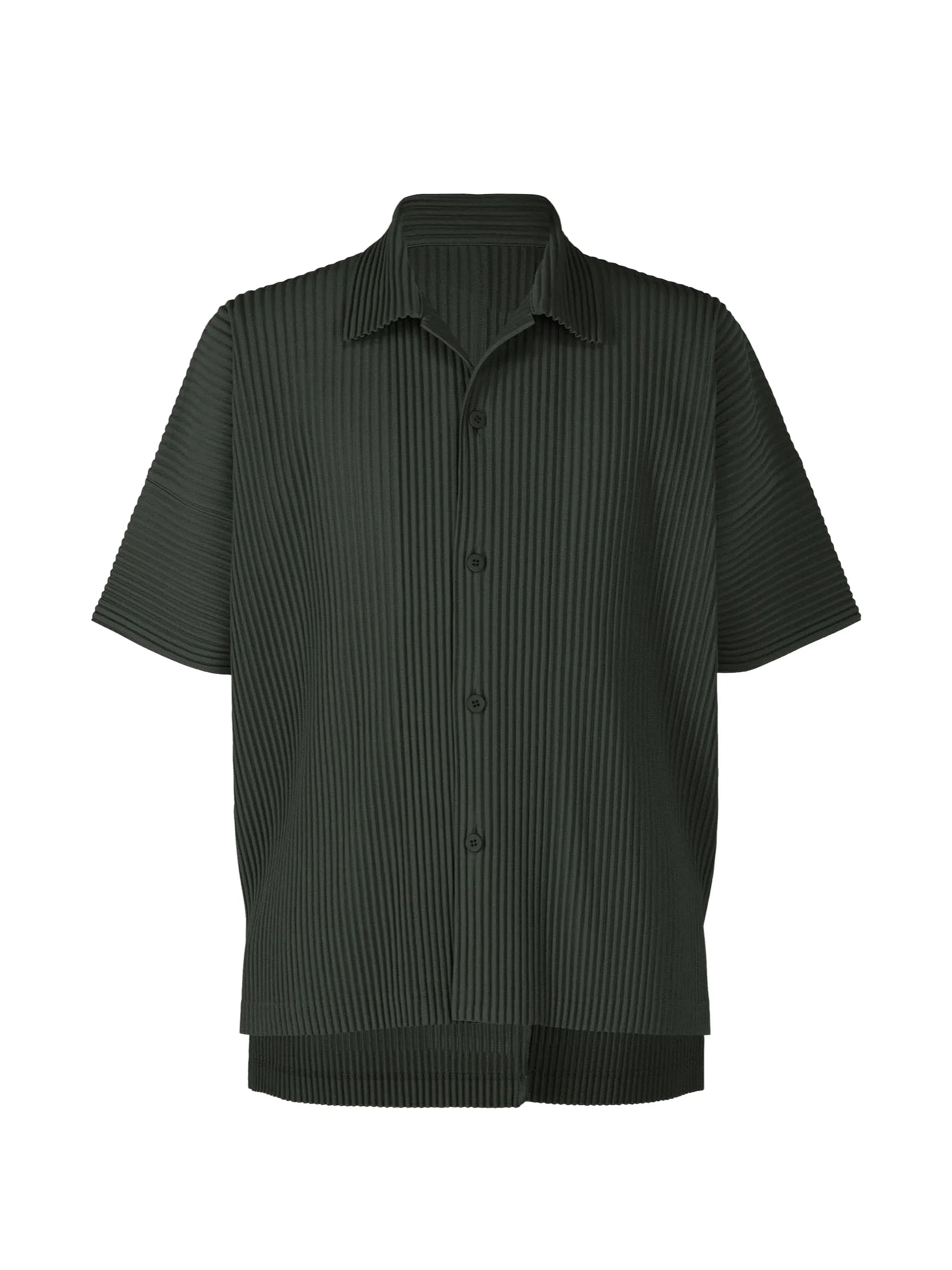 pleated button-down shirt