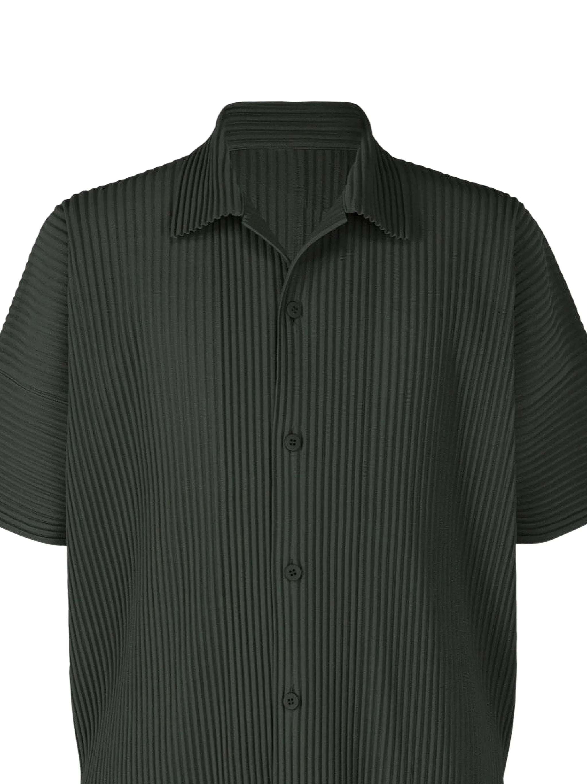 pleated button-down shirt