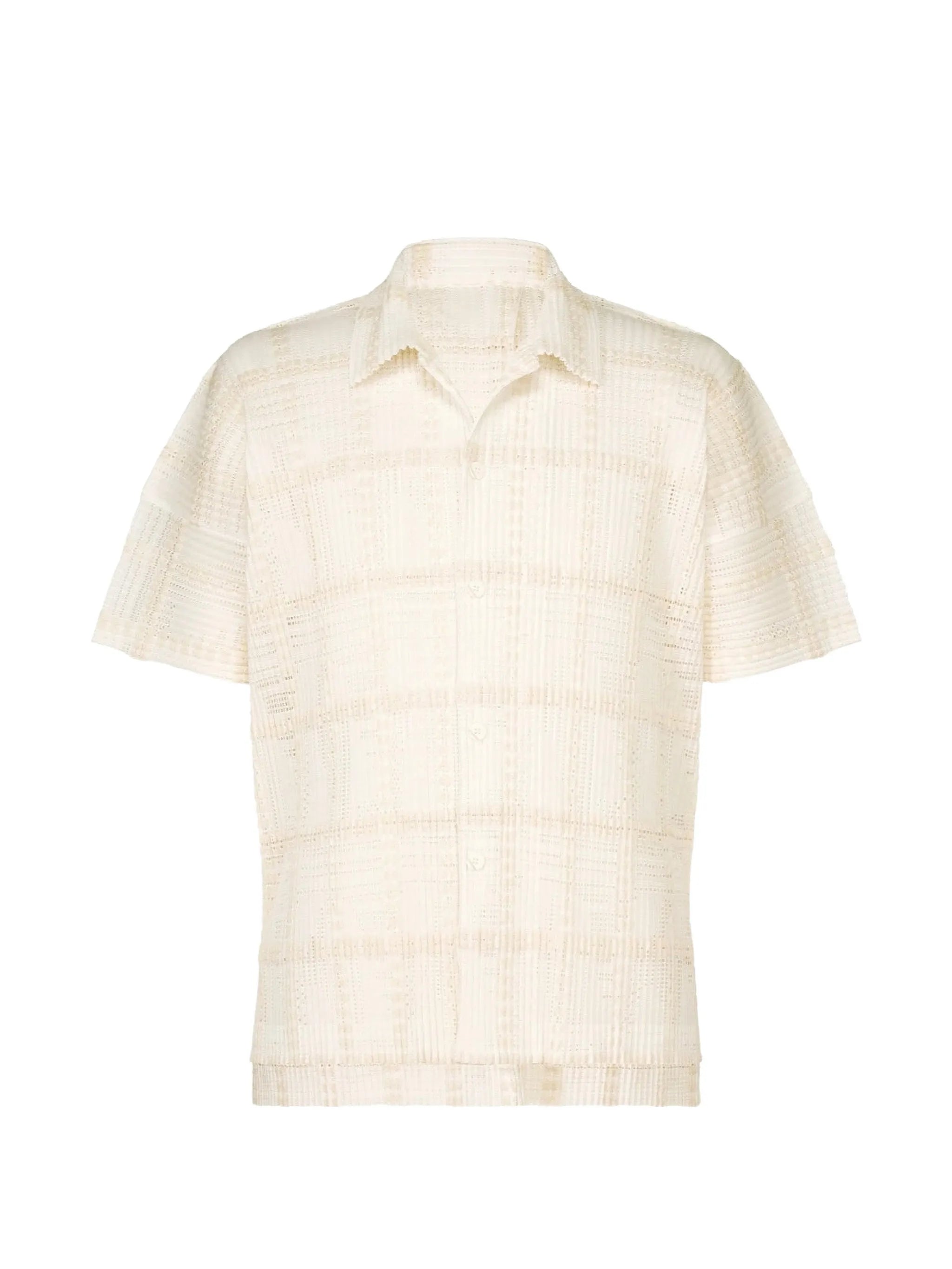 Lace Grid Pleats short-sleeved shirt