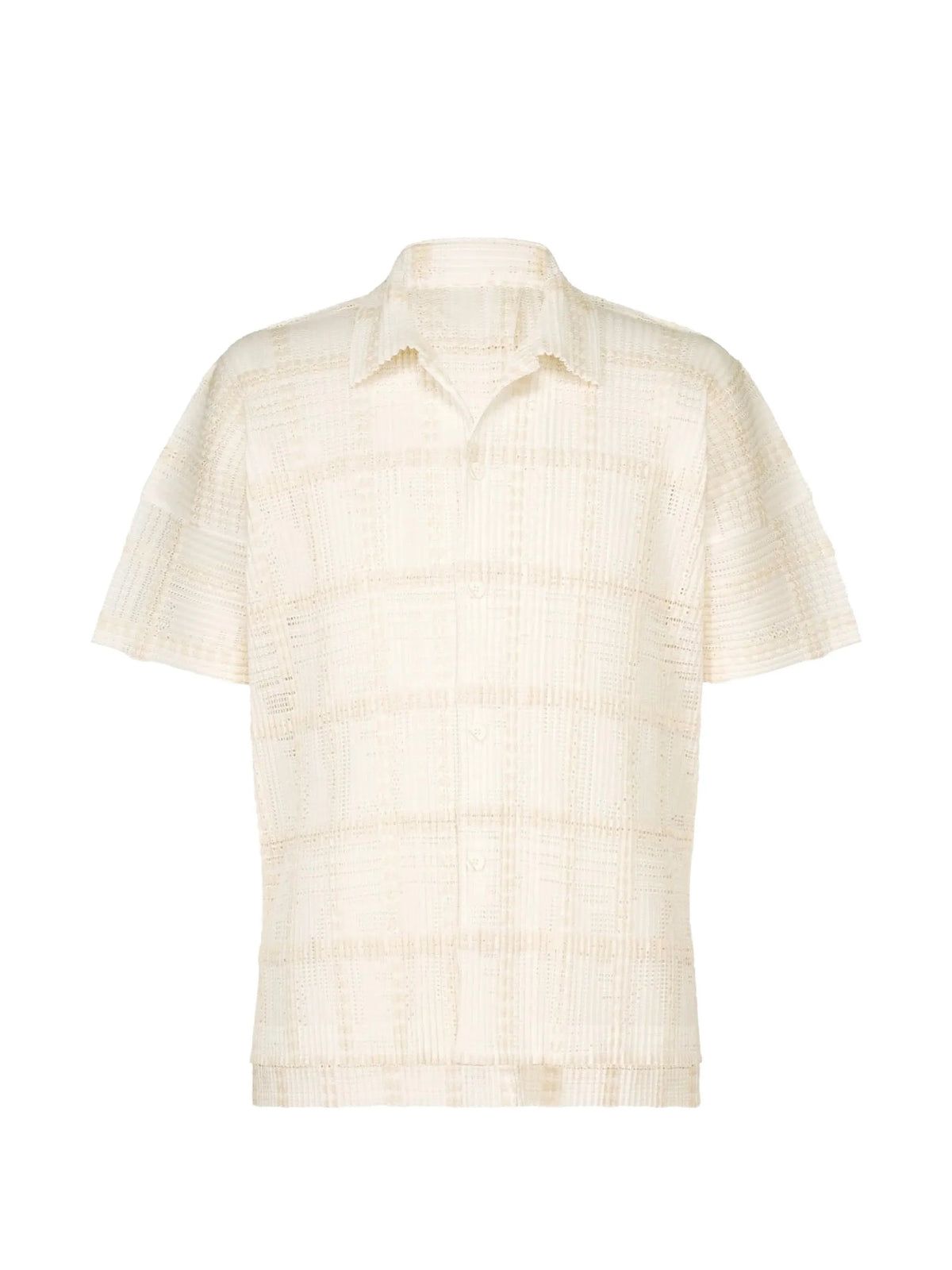 Lace Grid Pleats short-sleeved shirt
