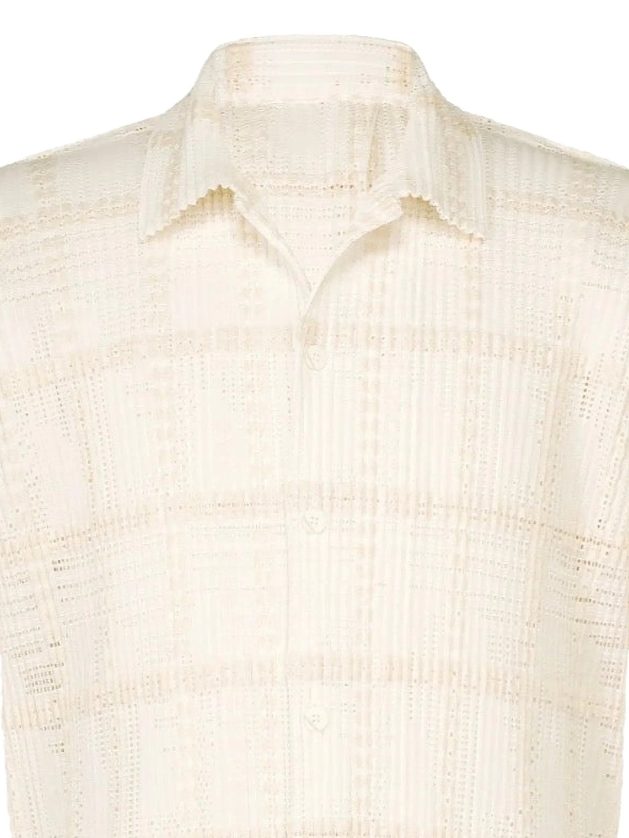 Lace Grid Pleats short-sleeved shirt