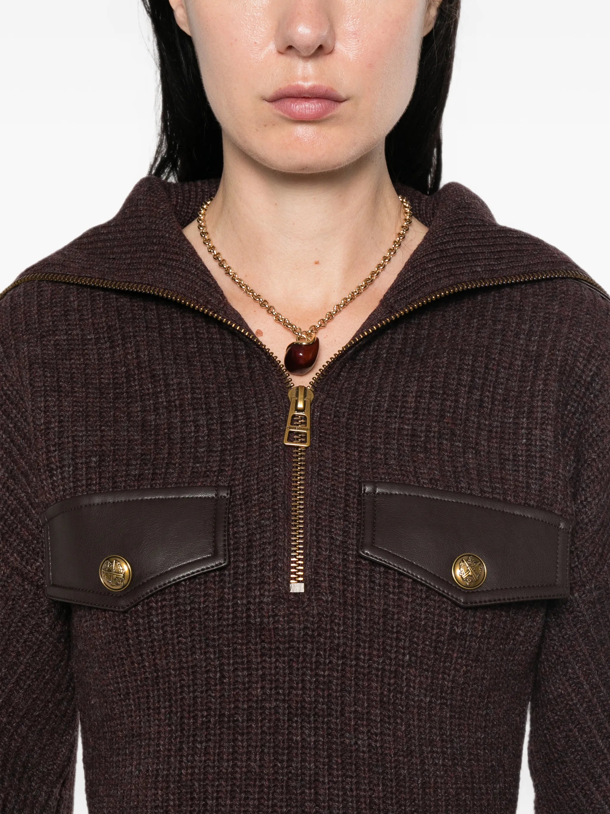 ribbed-knit panelled sweater