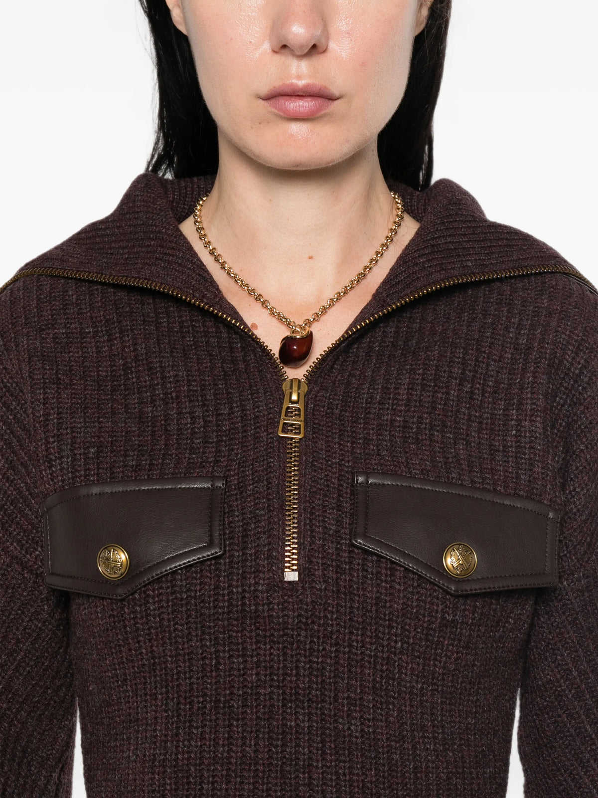 ribbed-knit panelled sweater
