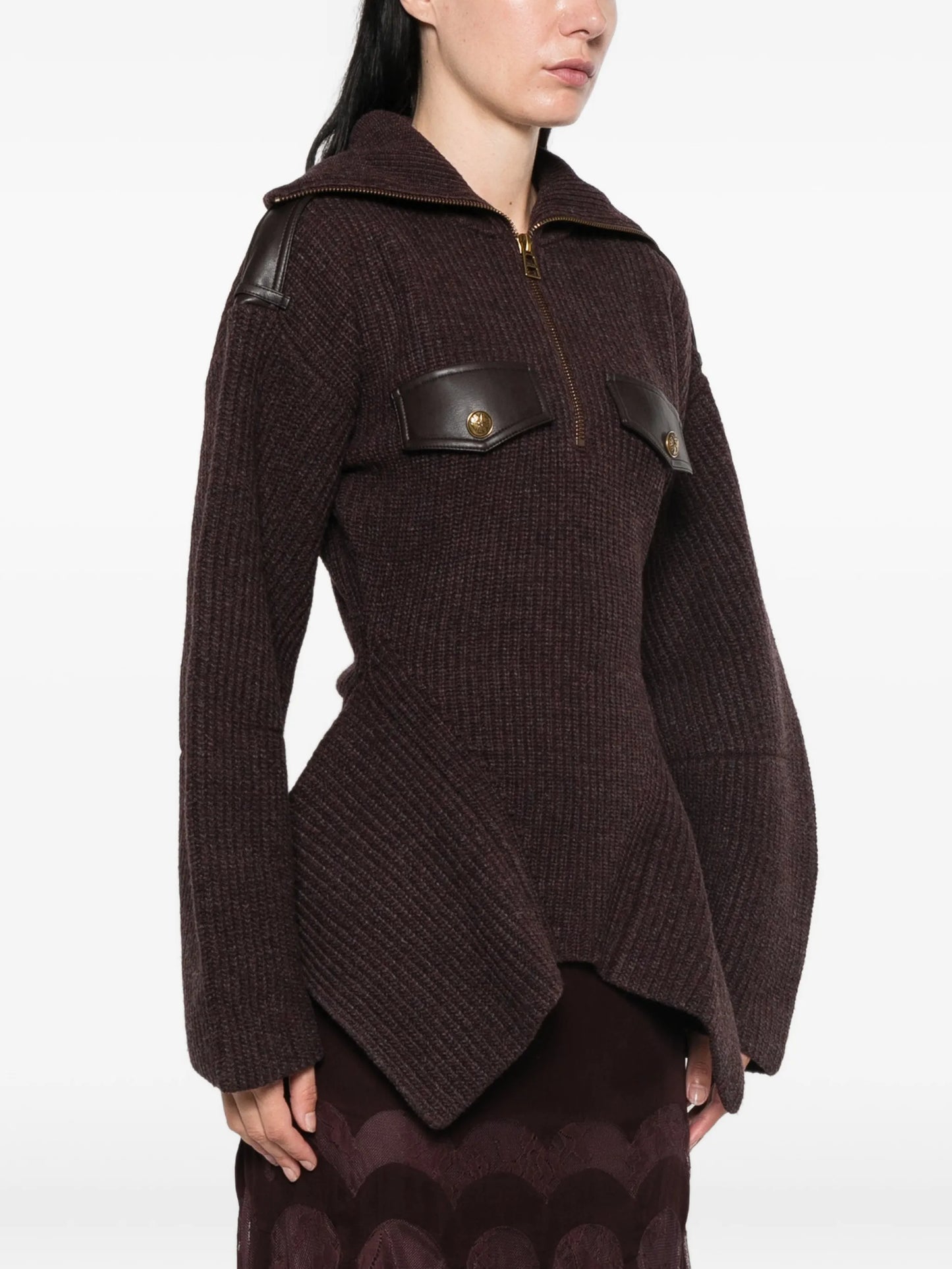 ribbed-knit panelled sweater