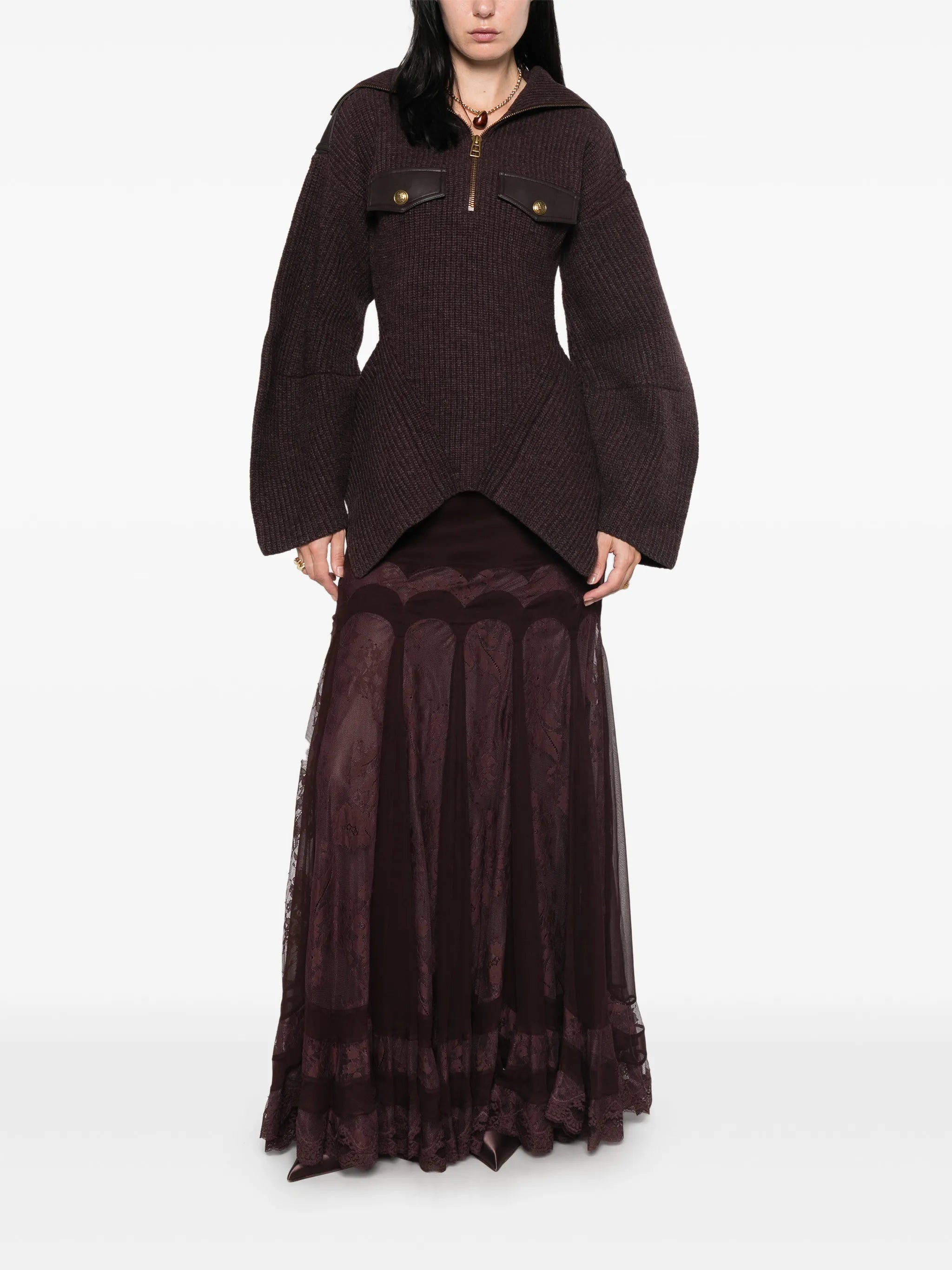 ribbed-knit panelled sweater