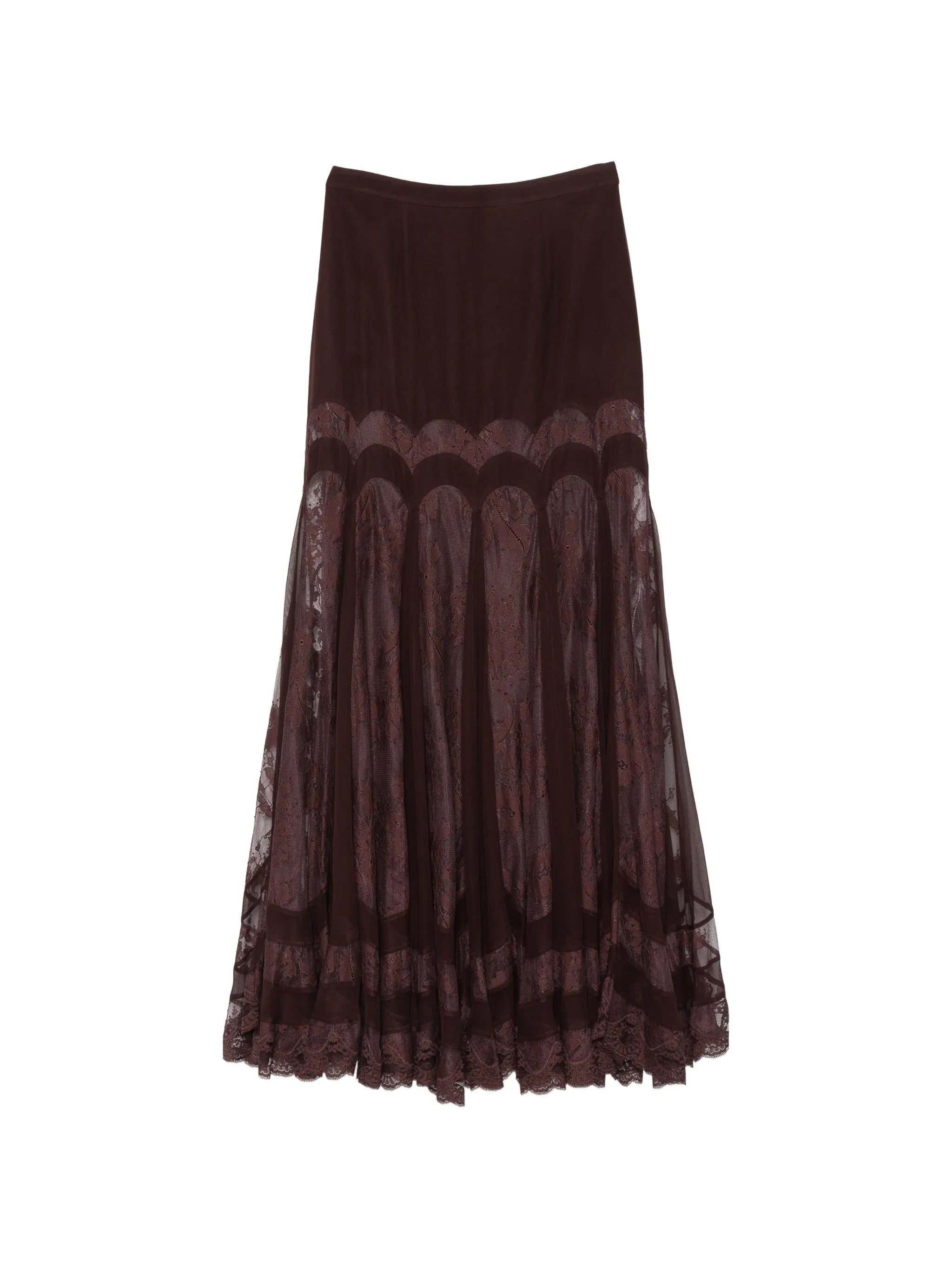 lace-panelled flared skirt