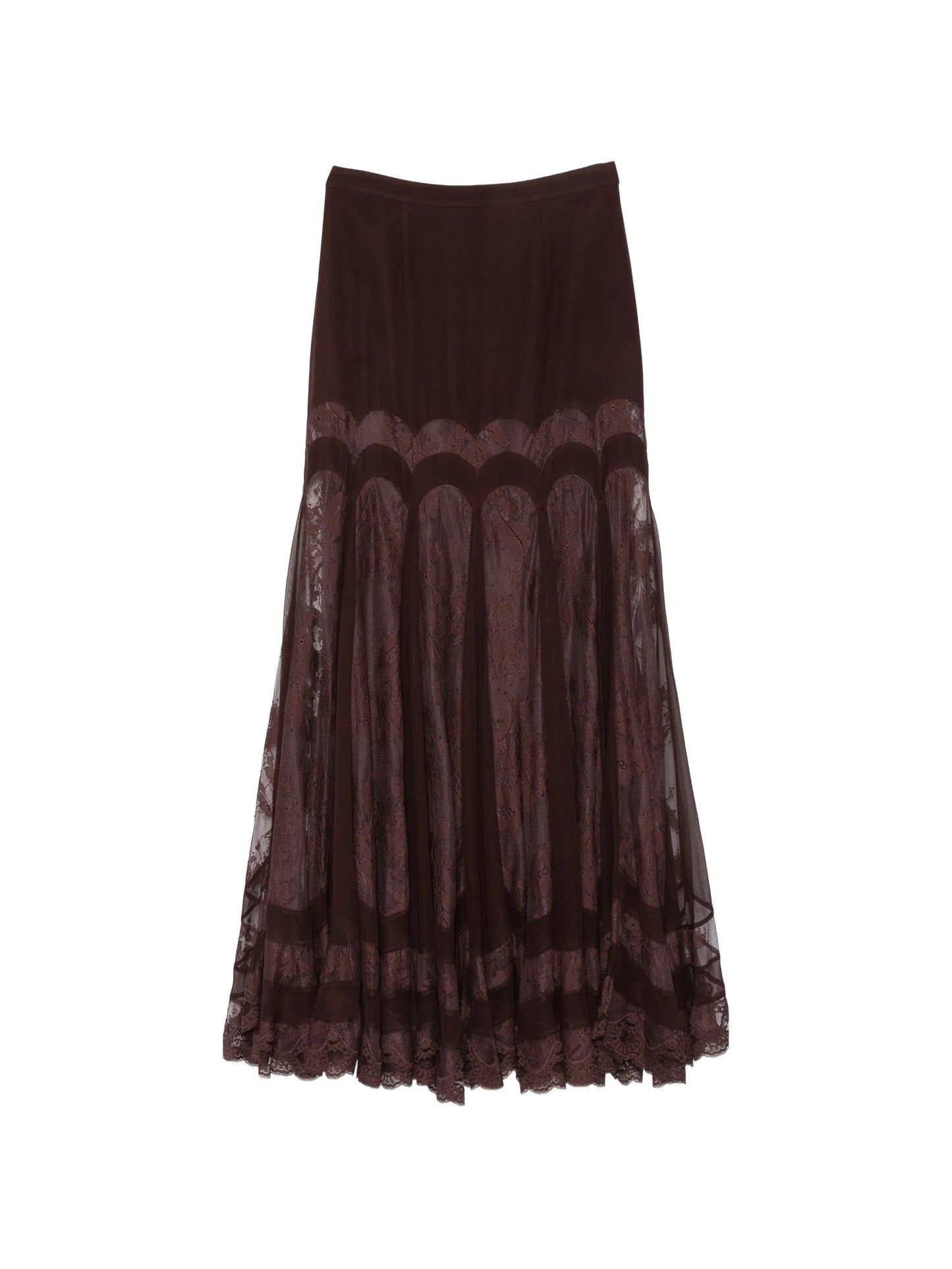 lace-panelled flared skirt