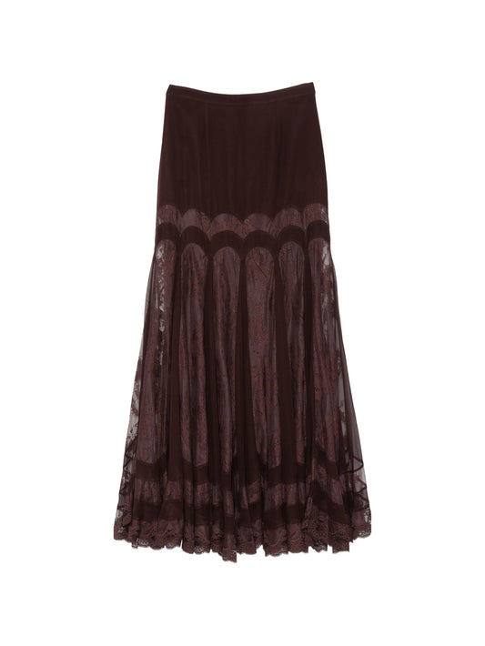 lace-panelled flared skirt
