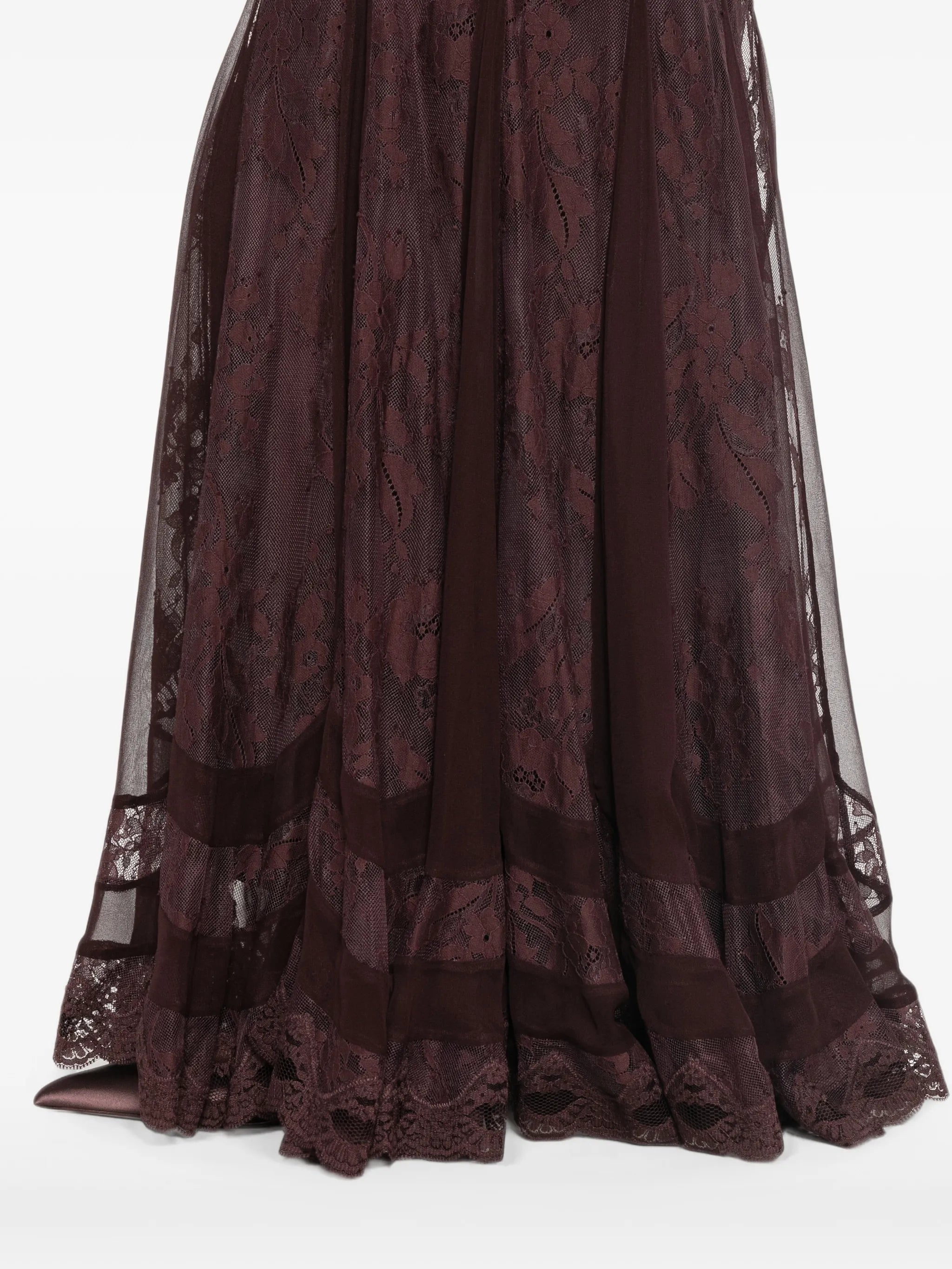 lace-panelled flared skirt