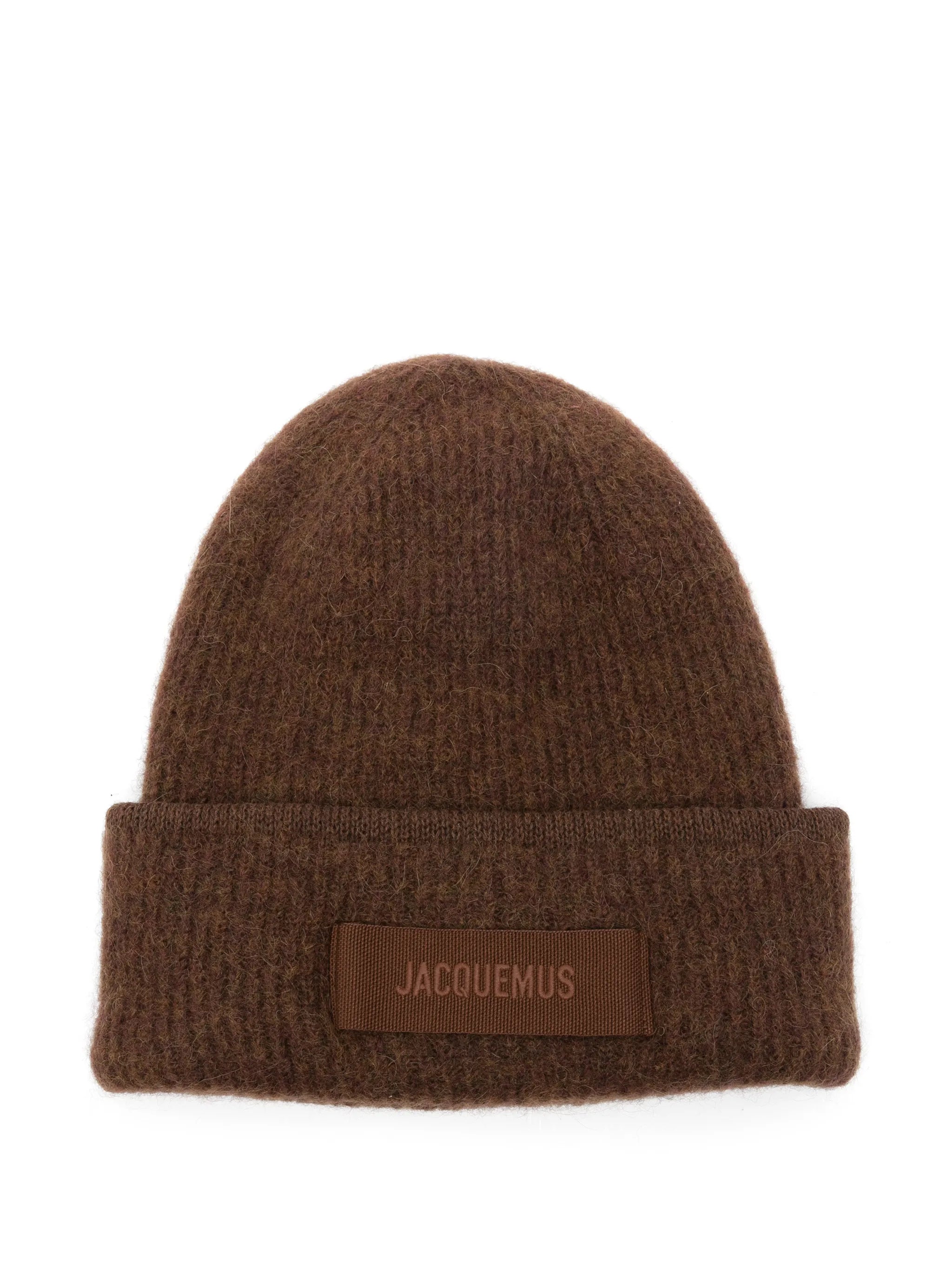 logo-patch ribbed beanie hat