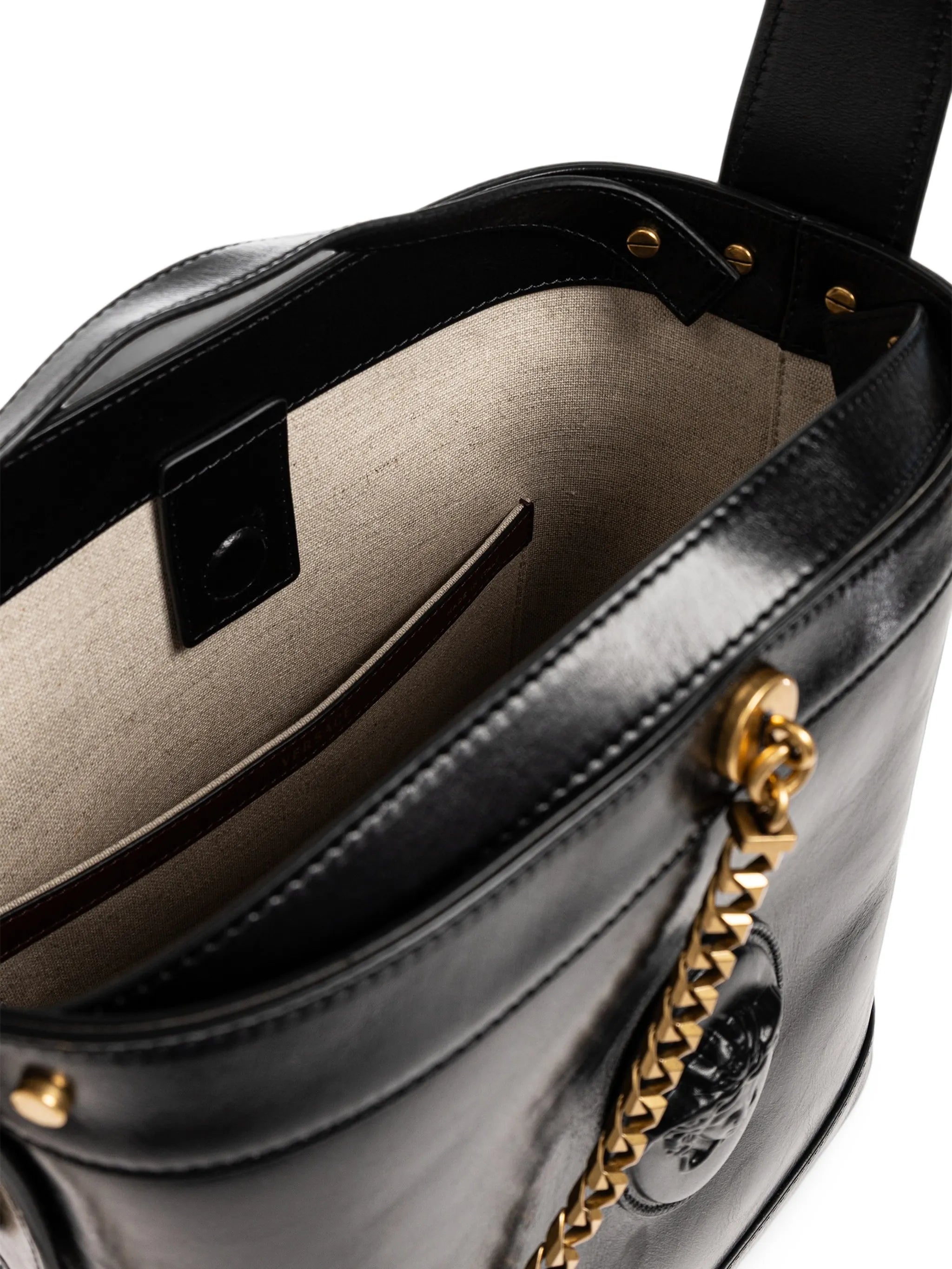 Pivot small leather bucket bag