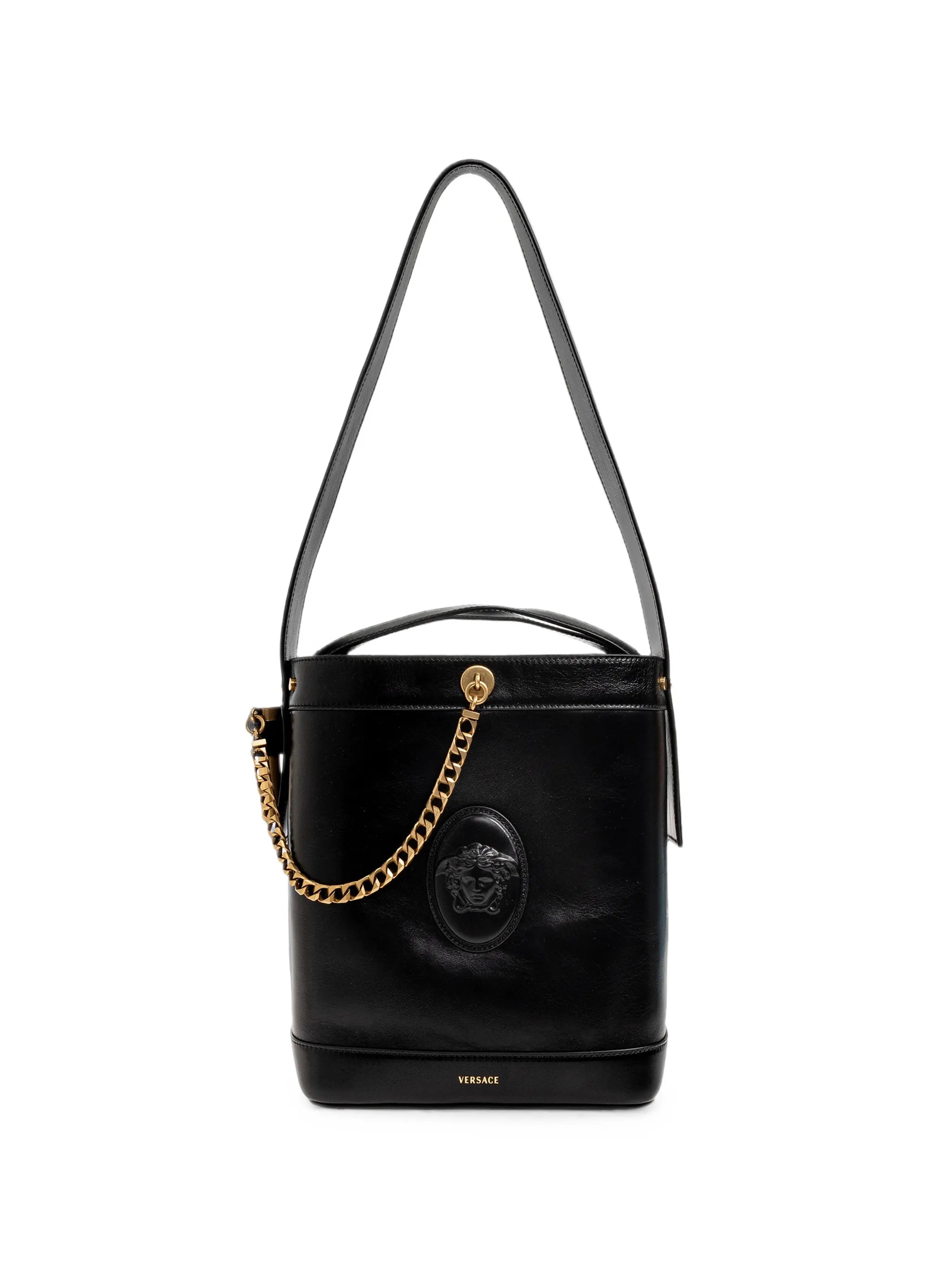 Pivot small leather bucket bag