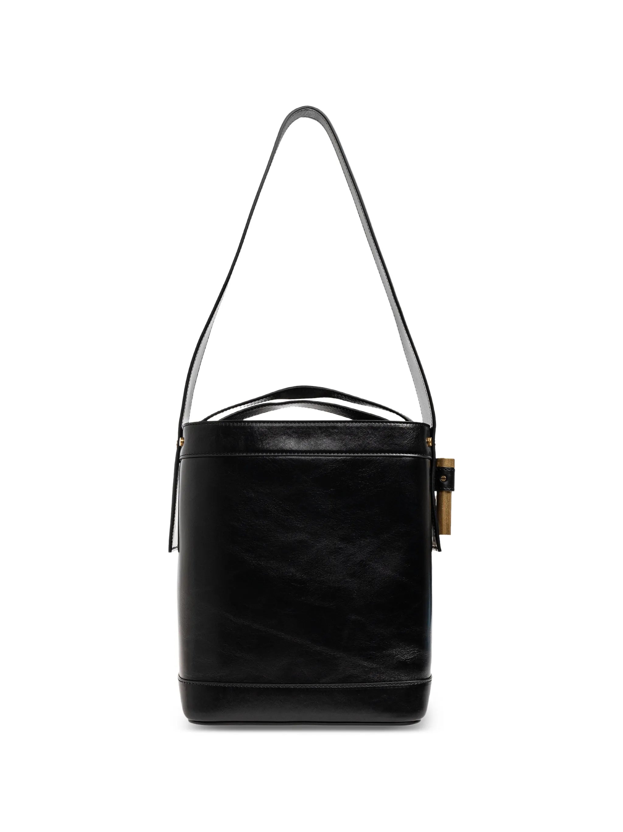 Pivot small leather bucket bag