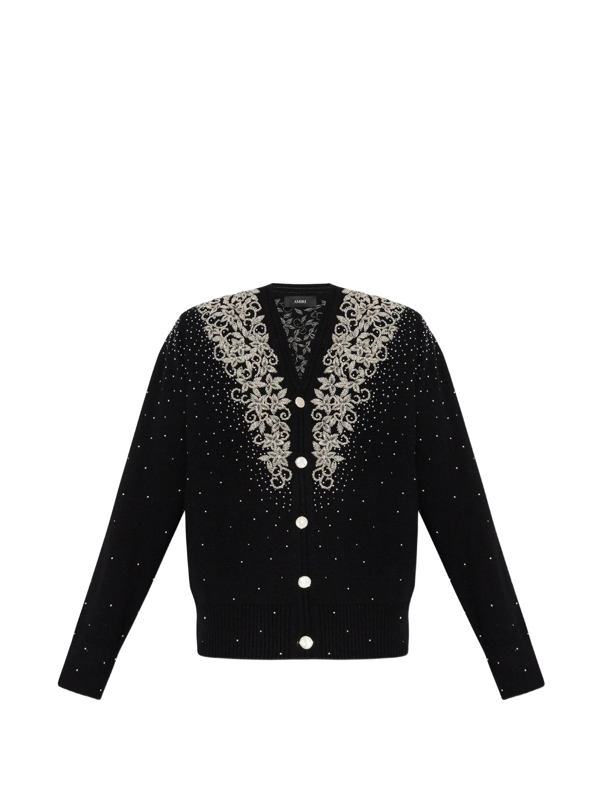 beaded floral-embroidered cardigan