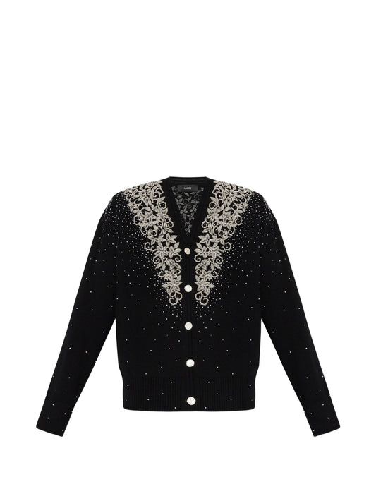 beaded floral-embroidered cardigan